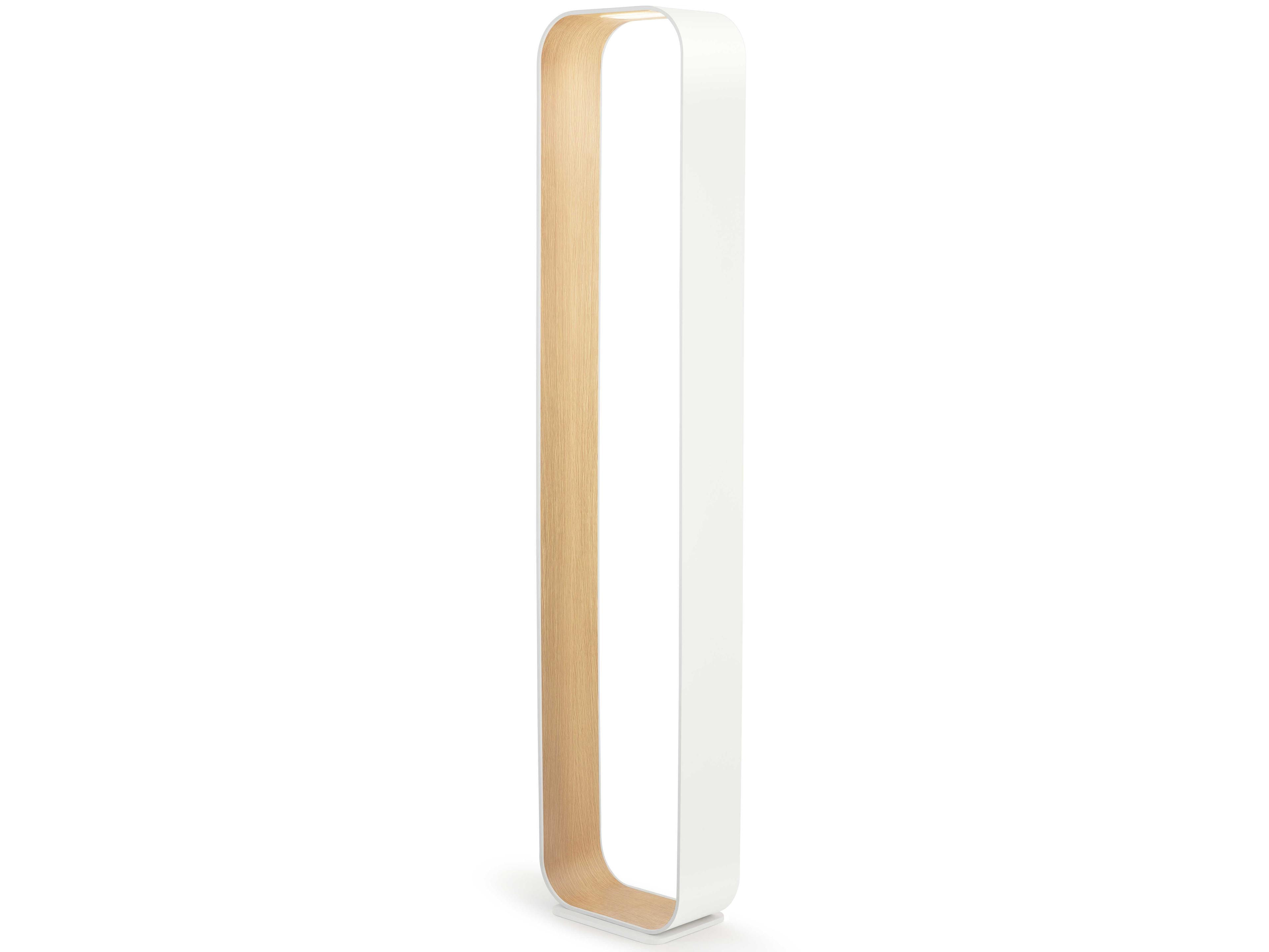 Pablo Contour White Oak Polycarbonate Lens Floor Lamp
