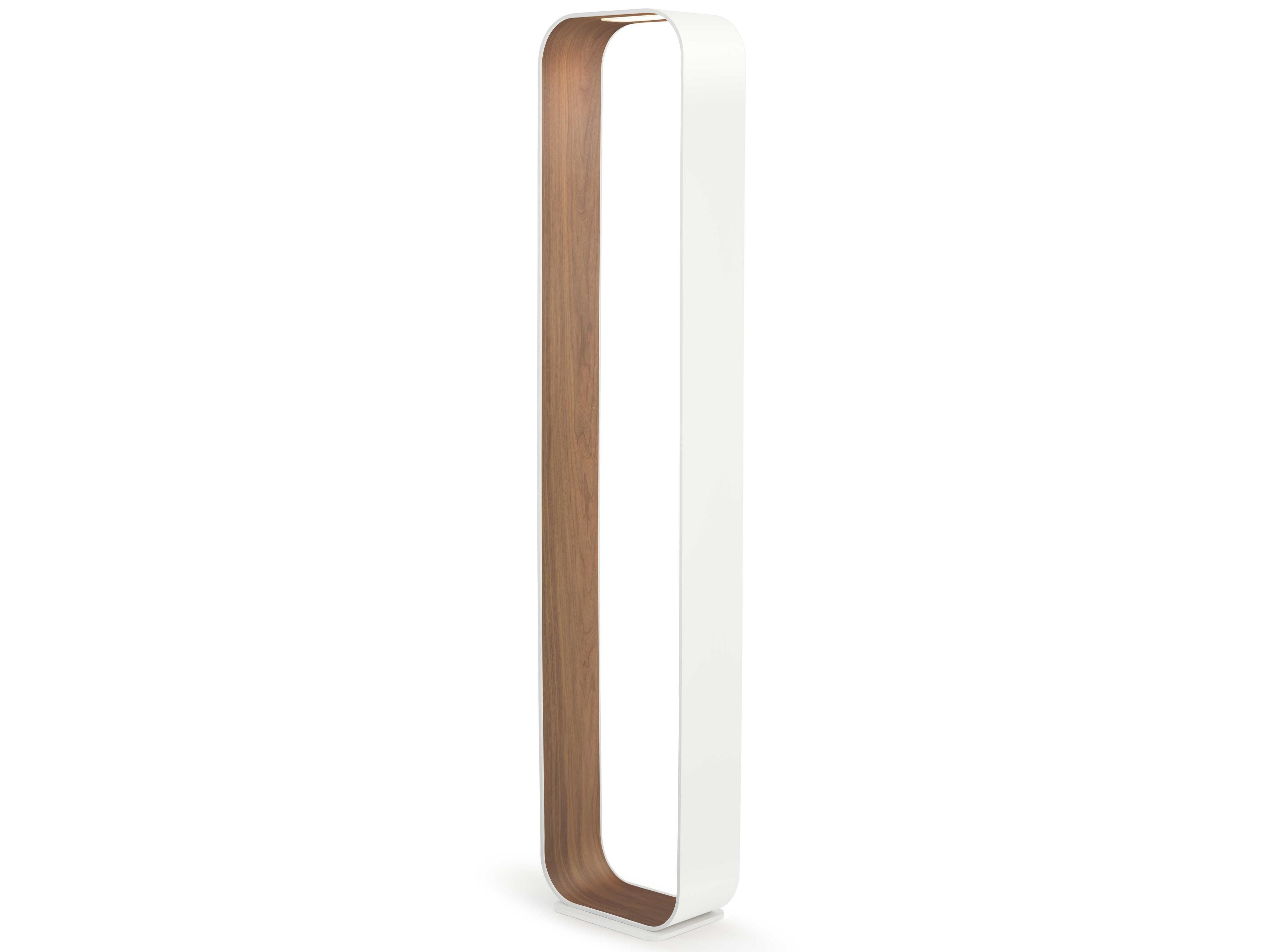 Pablo Contour White Walnut Polycarbonate Lens Floor Lamp
