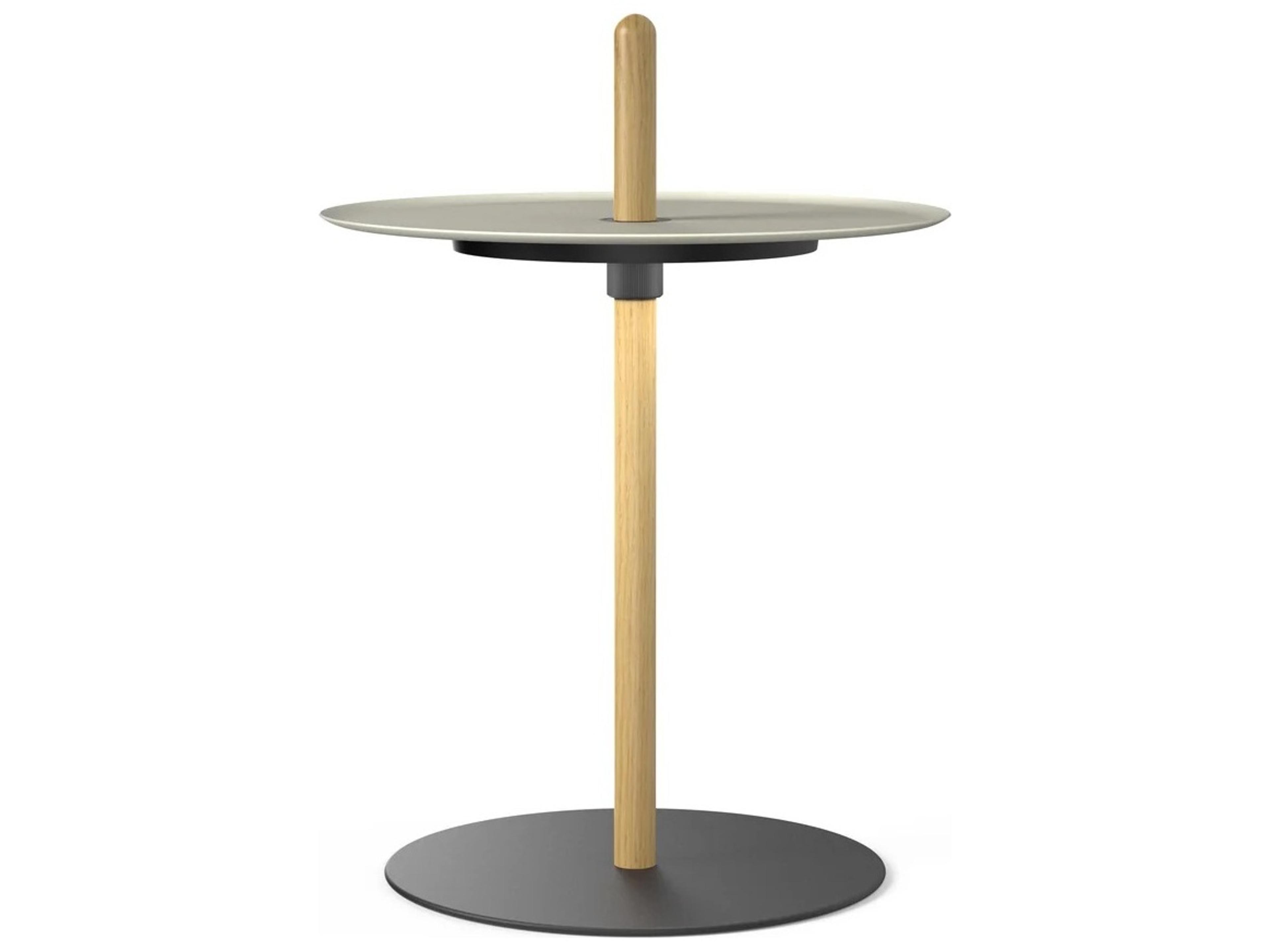 Pablo Nivel Round Metal White Oak End Table