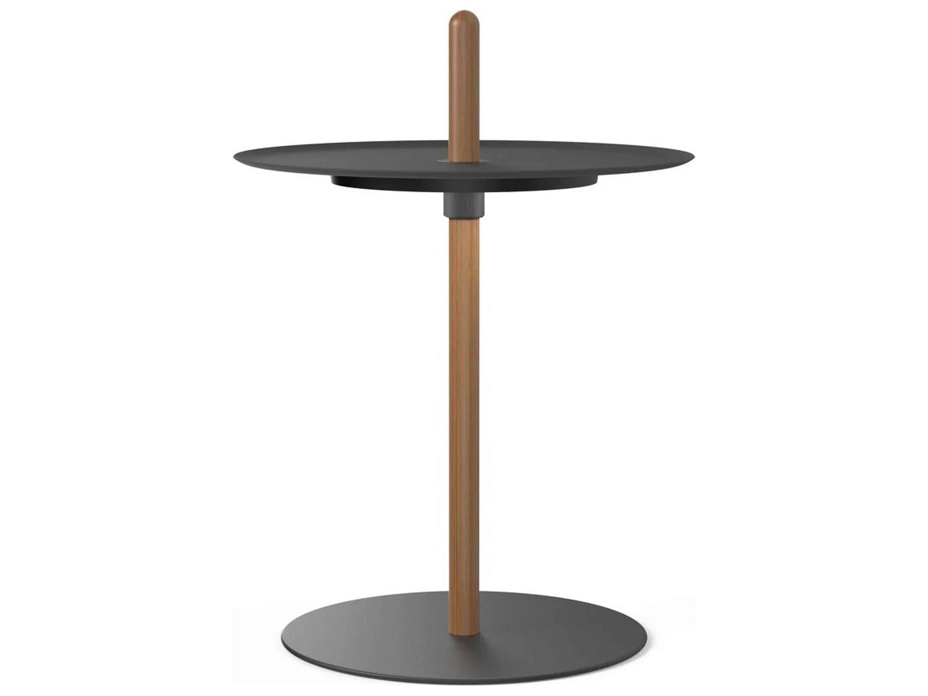 Pablo Nivel Round Metal Walnut Black End Table