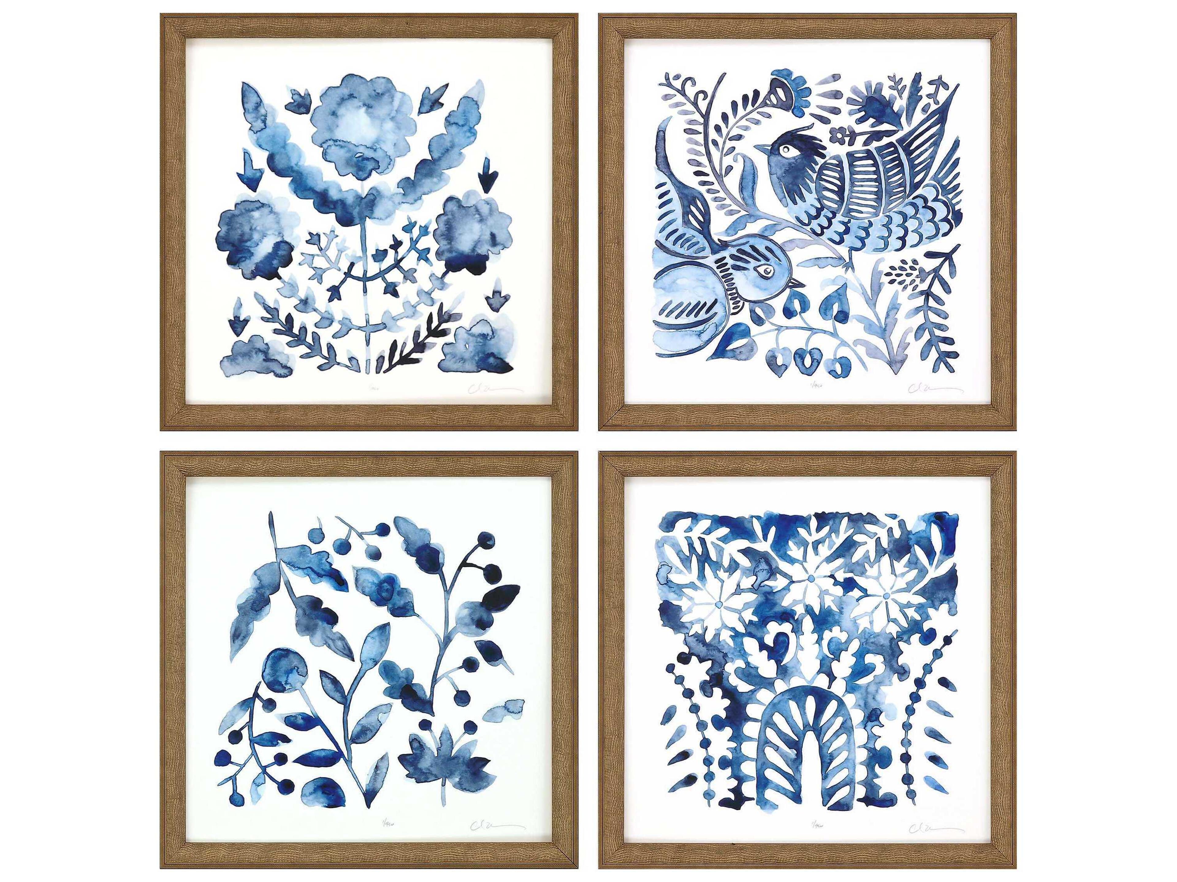 Paragon Geometrics Indigo Ornament-I Wall Art Set of 4