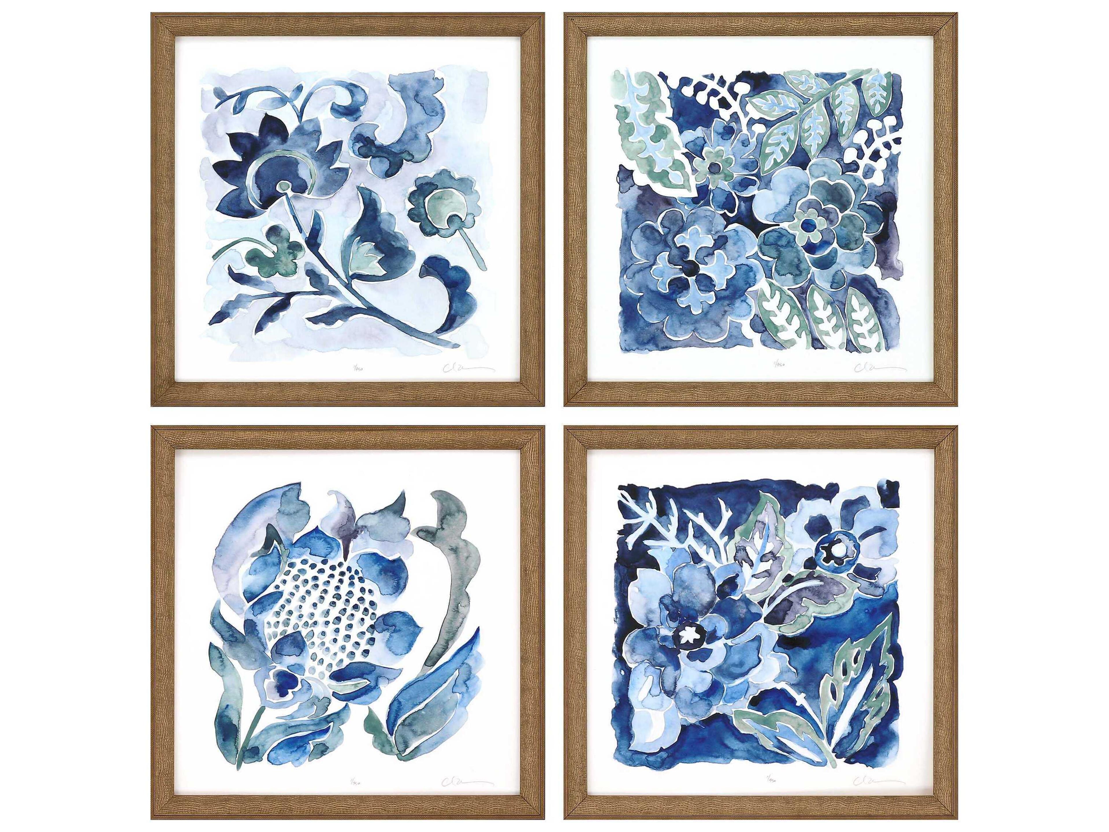 Paragon Geometrics Indigo Ornament-II Wall Art Set of 4