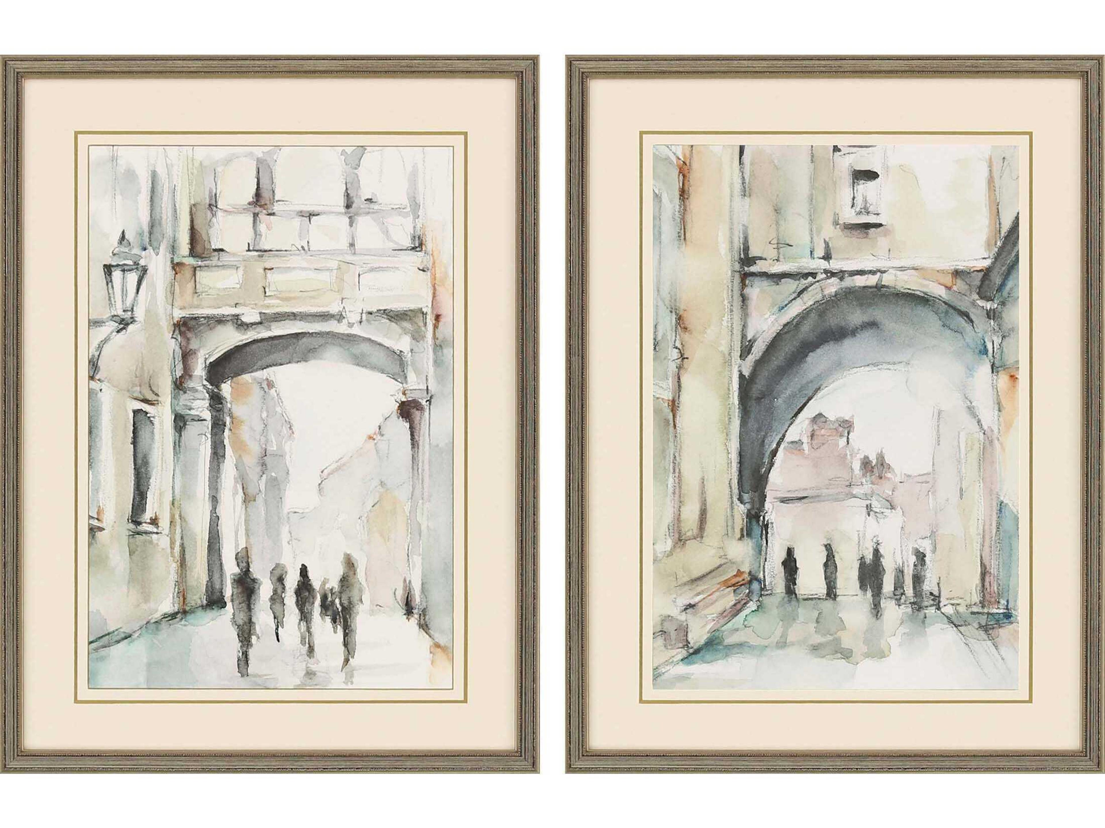 Paragon Architectural Watercolor Arches-I Wall Art Set of 2