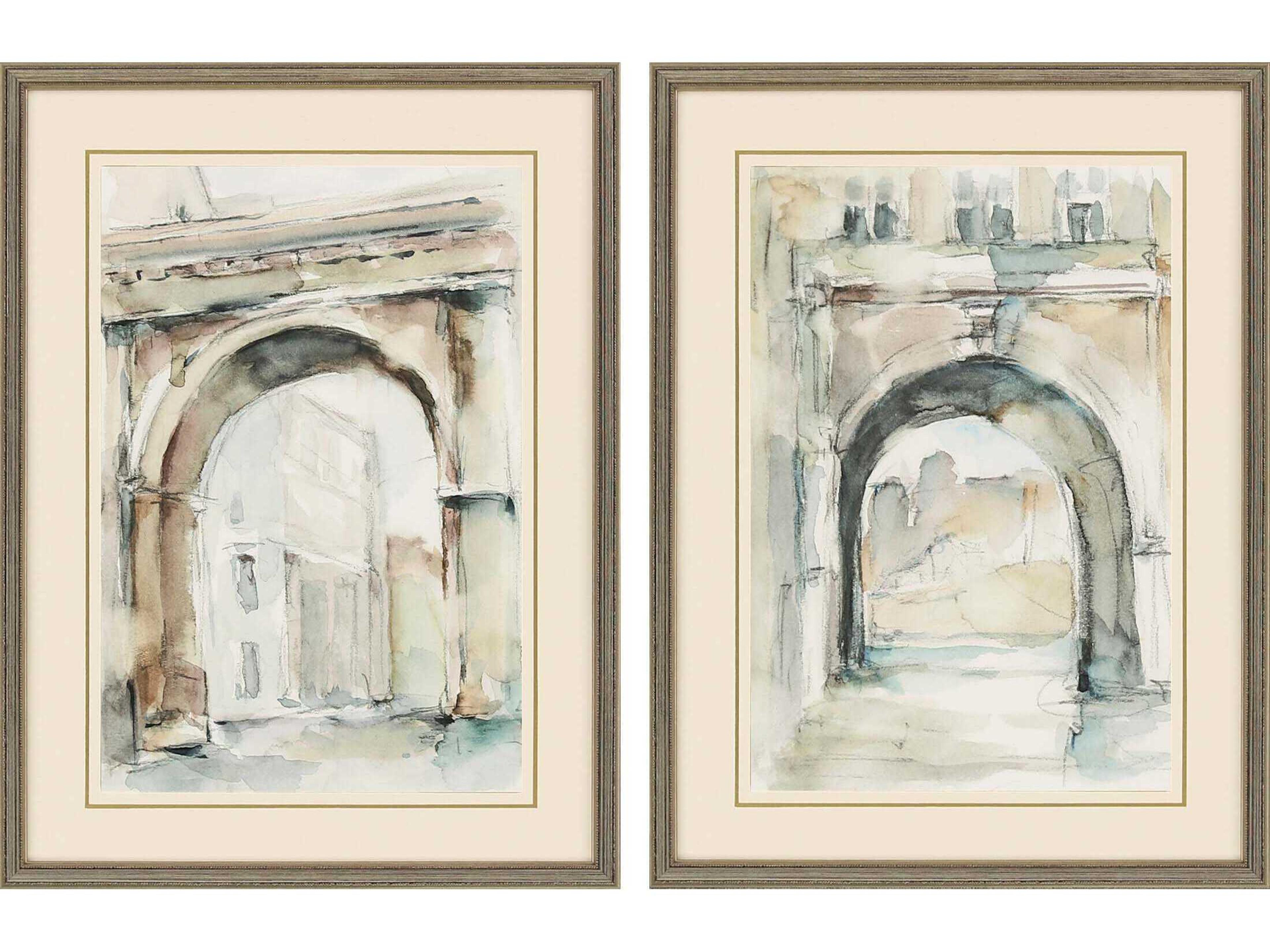 Paragon Architectural Watercolor Arches-II Wall Art Set of 2