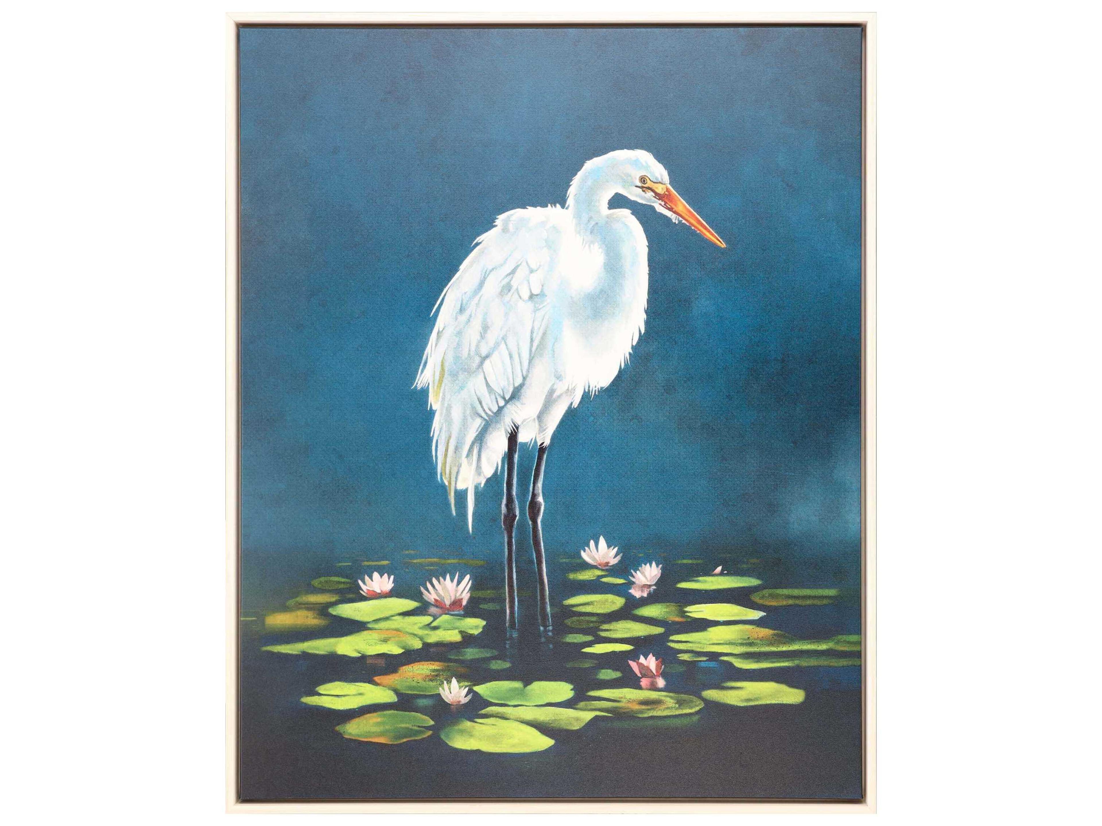 Paragon Egret in Lily Pads Canvas Wall Art