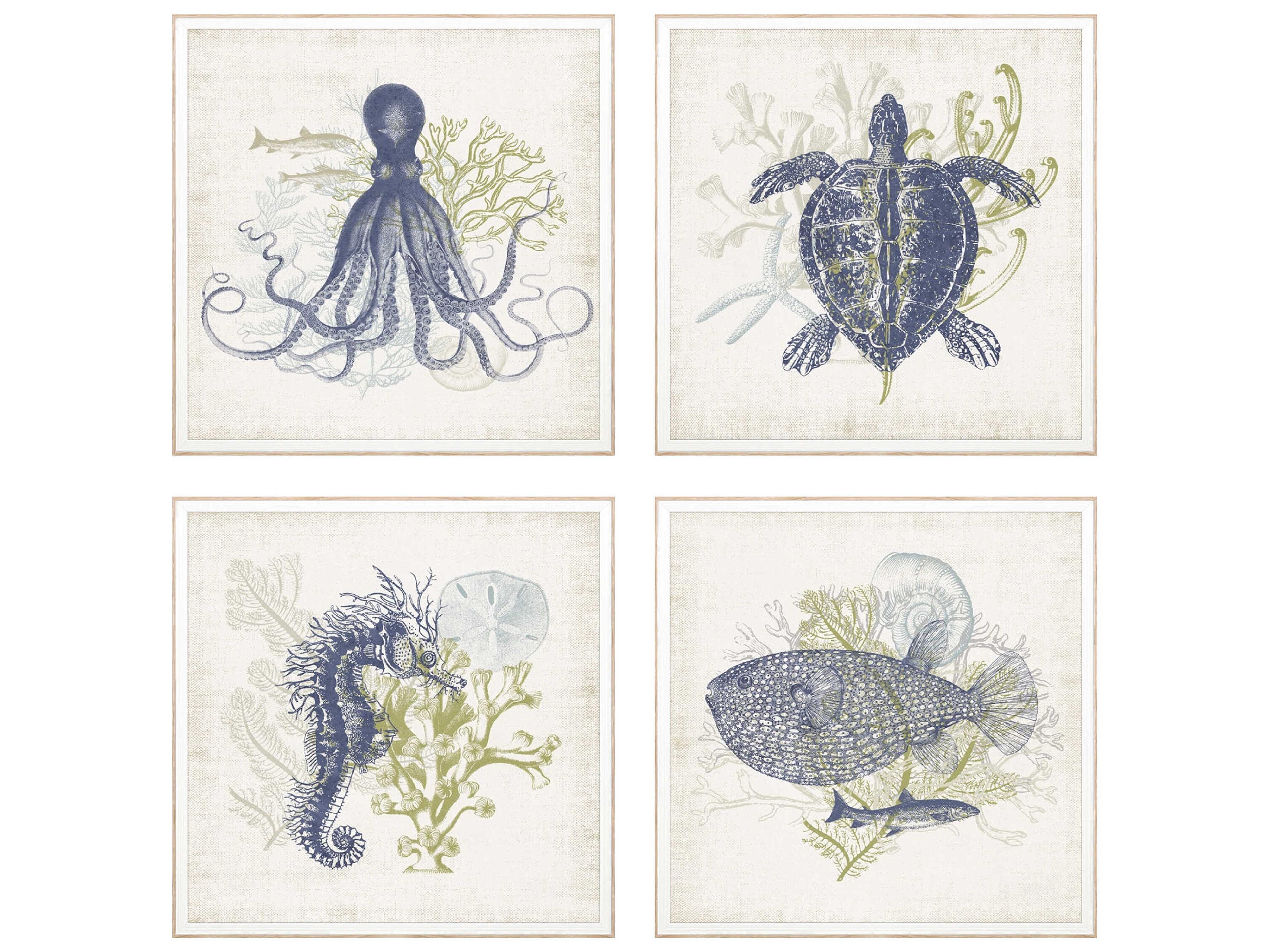 Paragon Animals Coastal Ephemera Wall Art Set of 4