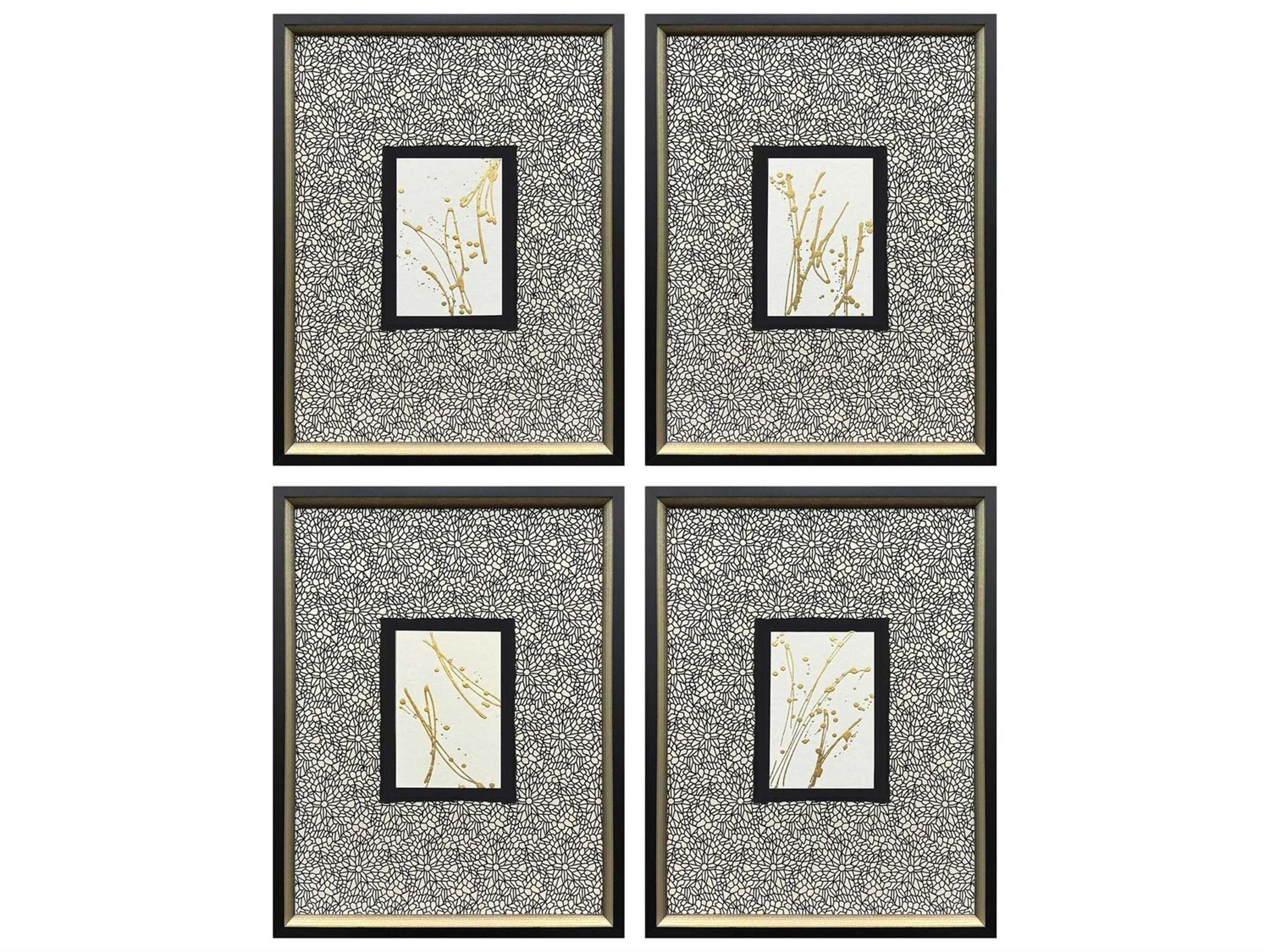 Paragon Geometrics Liquid Gold-II Wall Art Set of 4