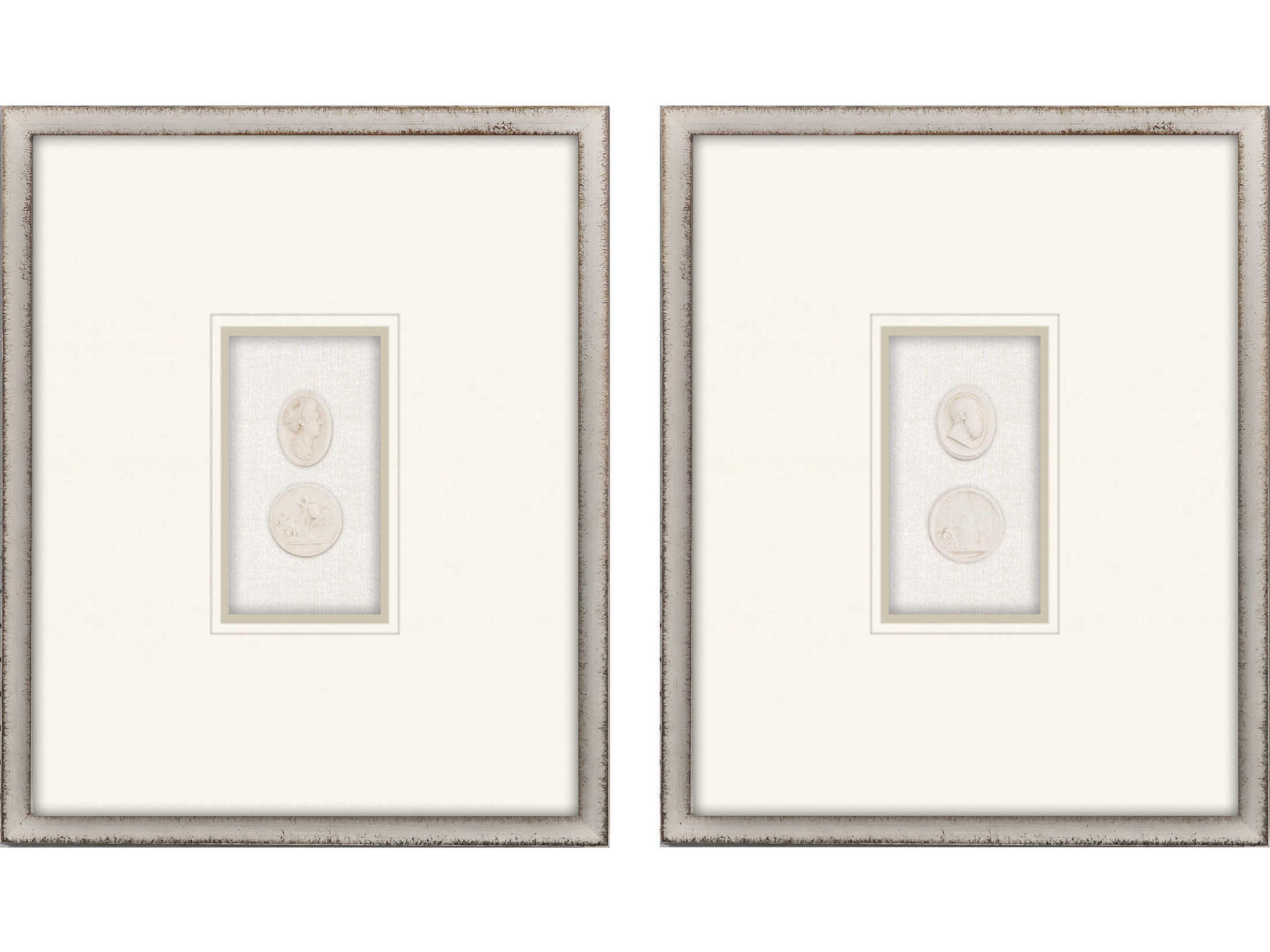 Paragon Figurative Green Portrait Intaglio-I Wall Art Set of 2