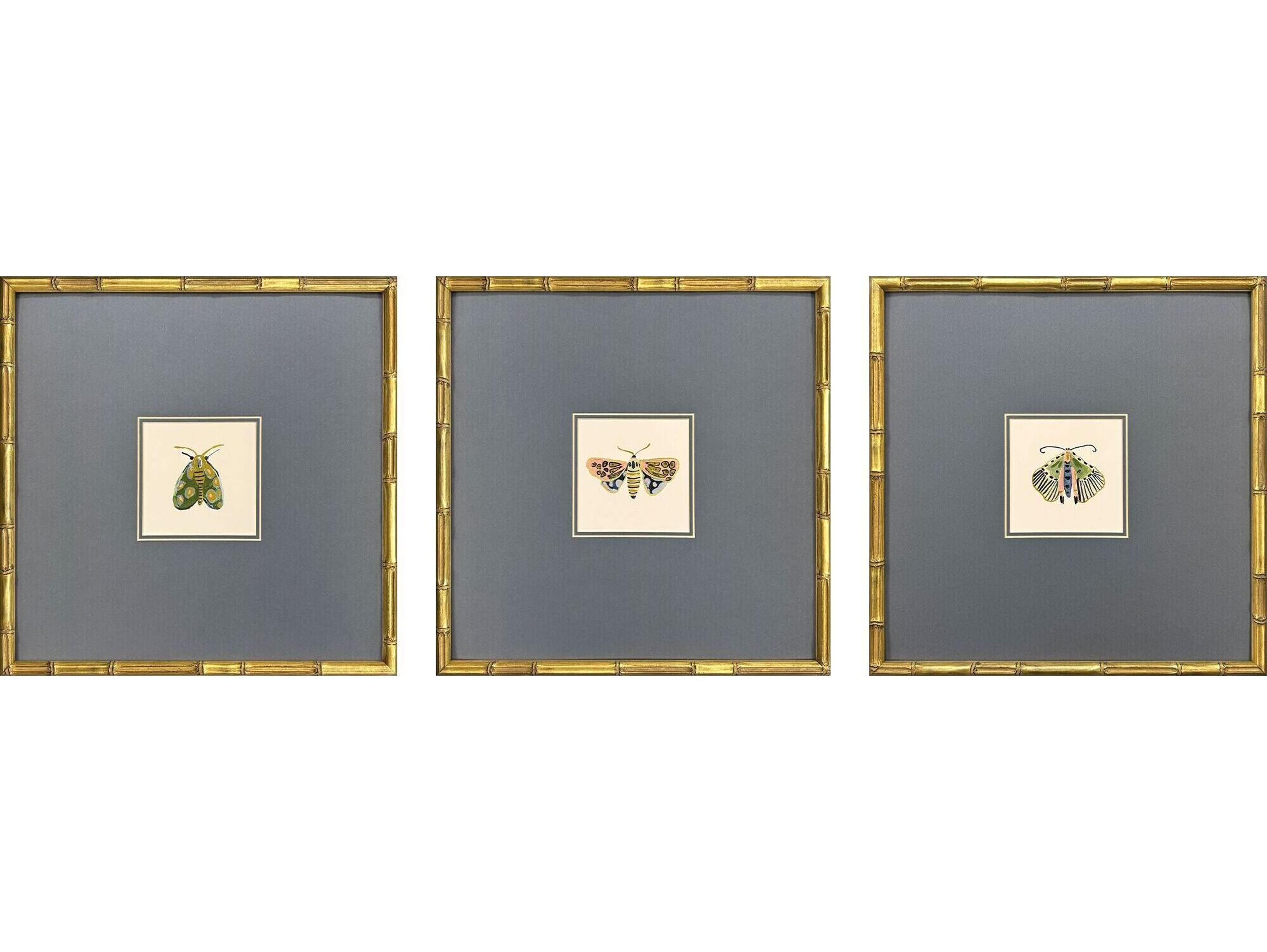 Paragon Pastel Moths II Framed Art - Set of 3