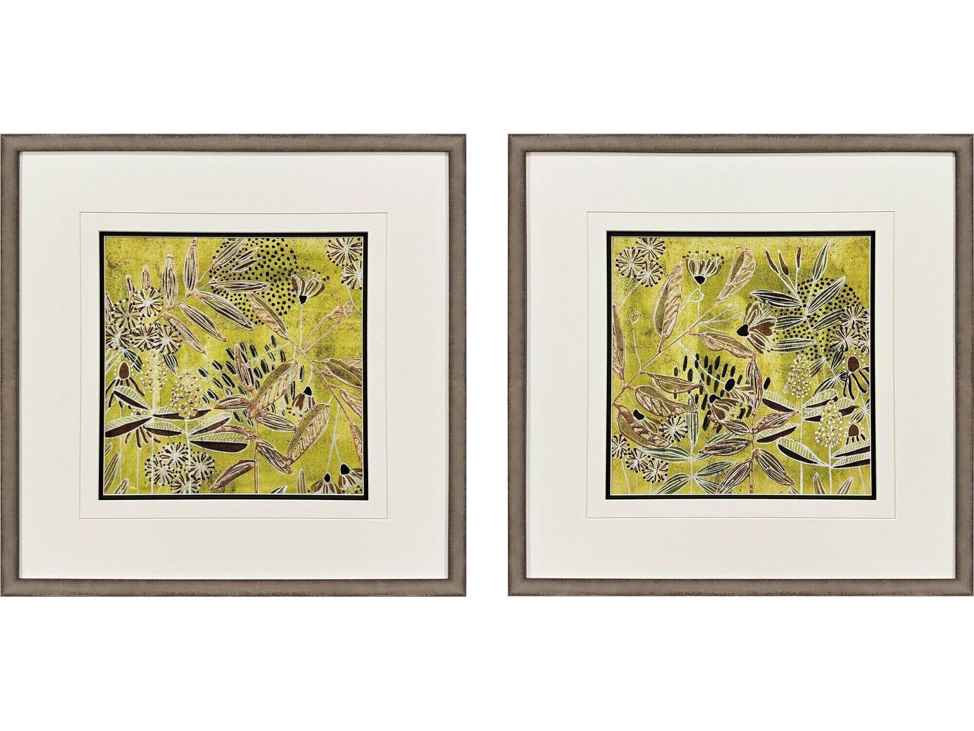 Paragon Saffron Wallflowers Framed Art - Set of 2
