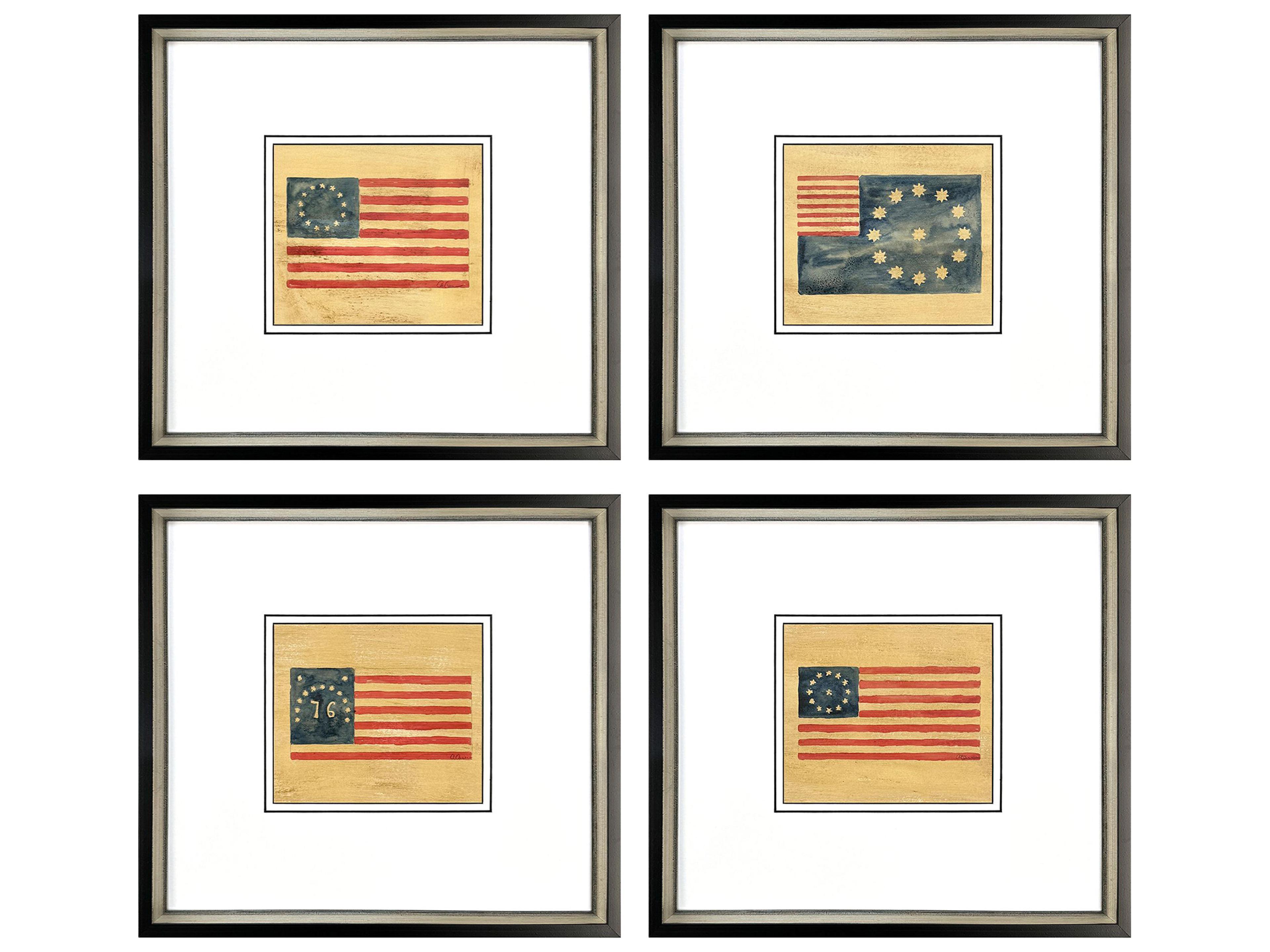 Paragon American Flags I Framed Art - Set of 4