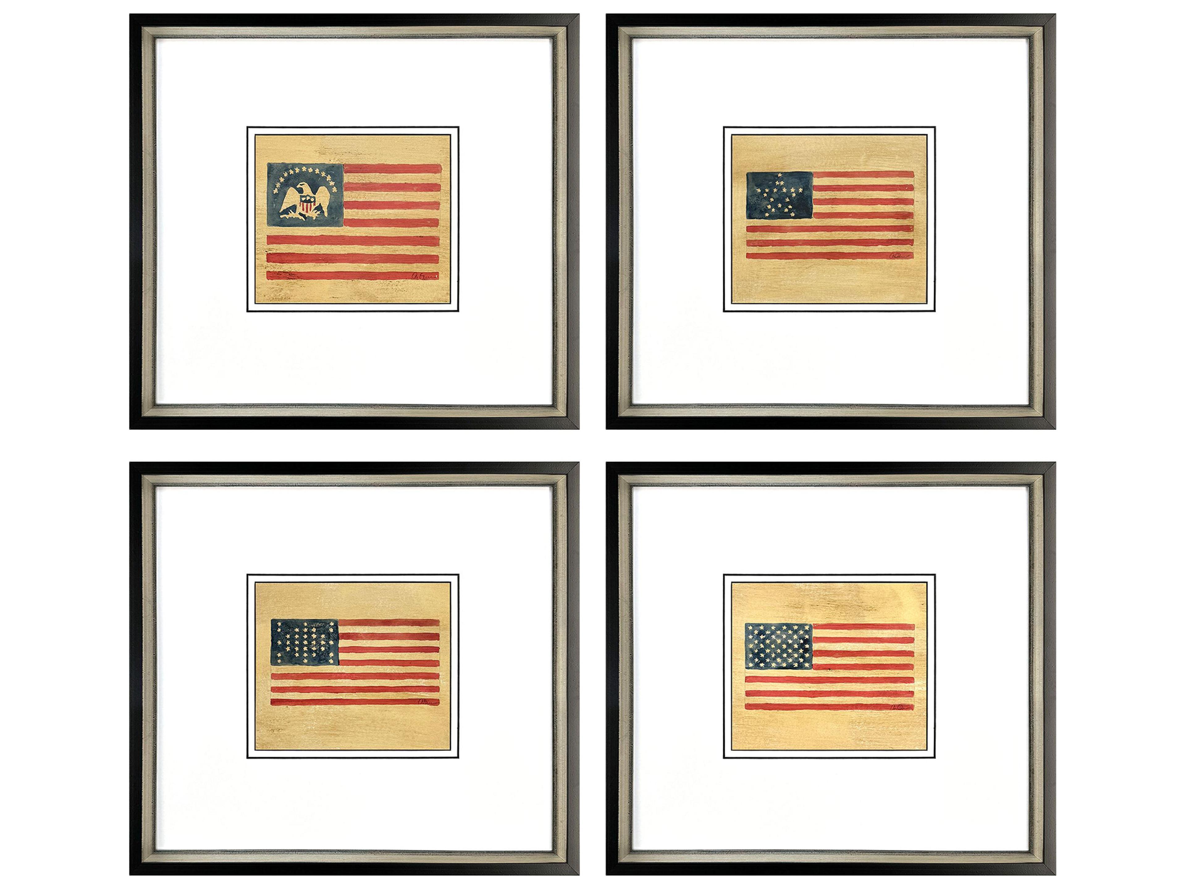 Paragon American Flags II Framed Art - Set of 4