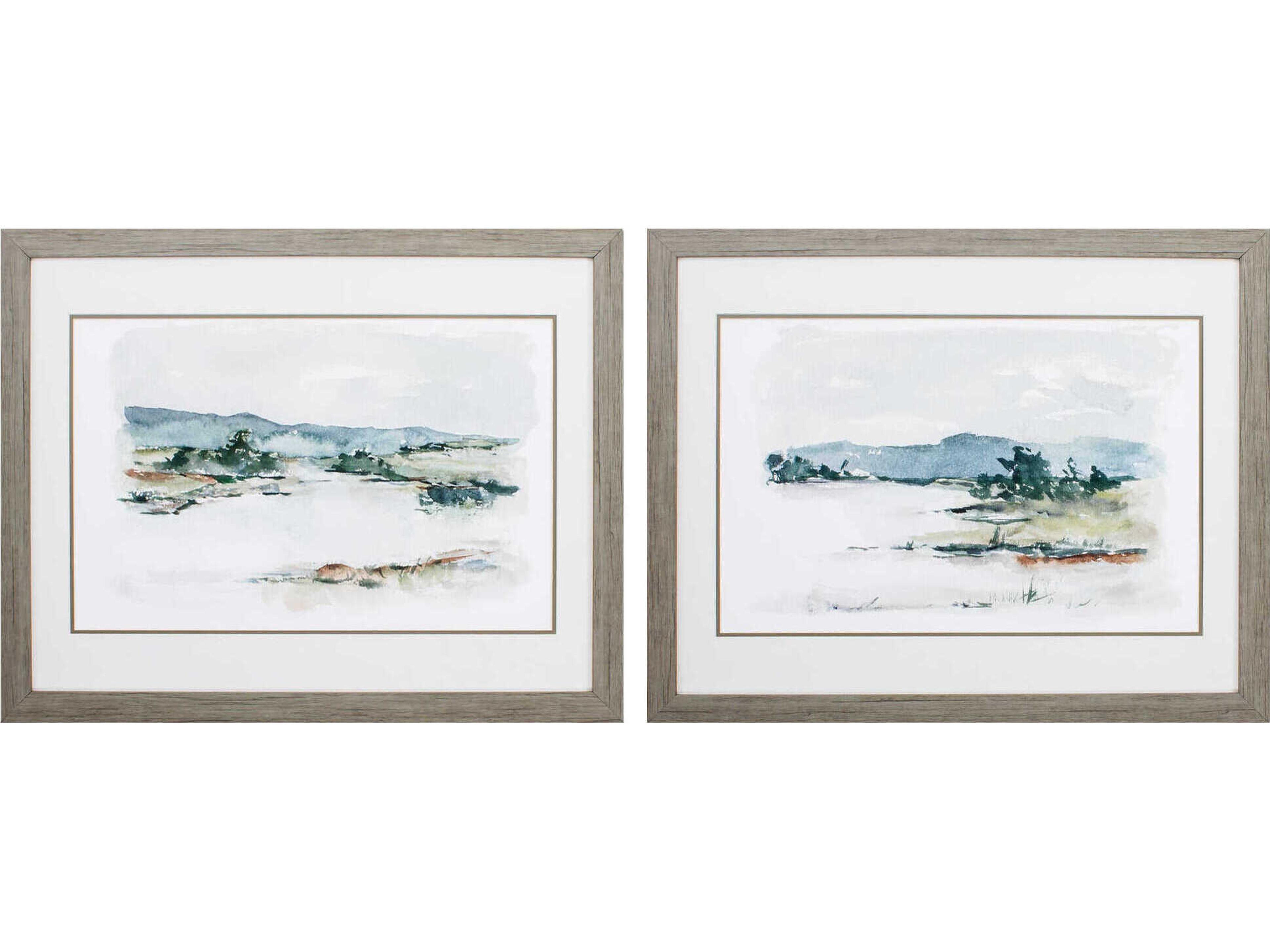 Paragon Landscapes Overcast Lake Study Wall Art Set of 2