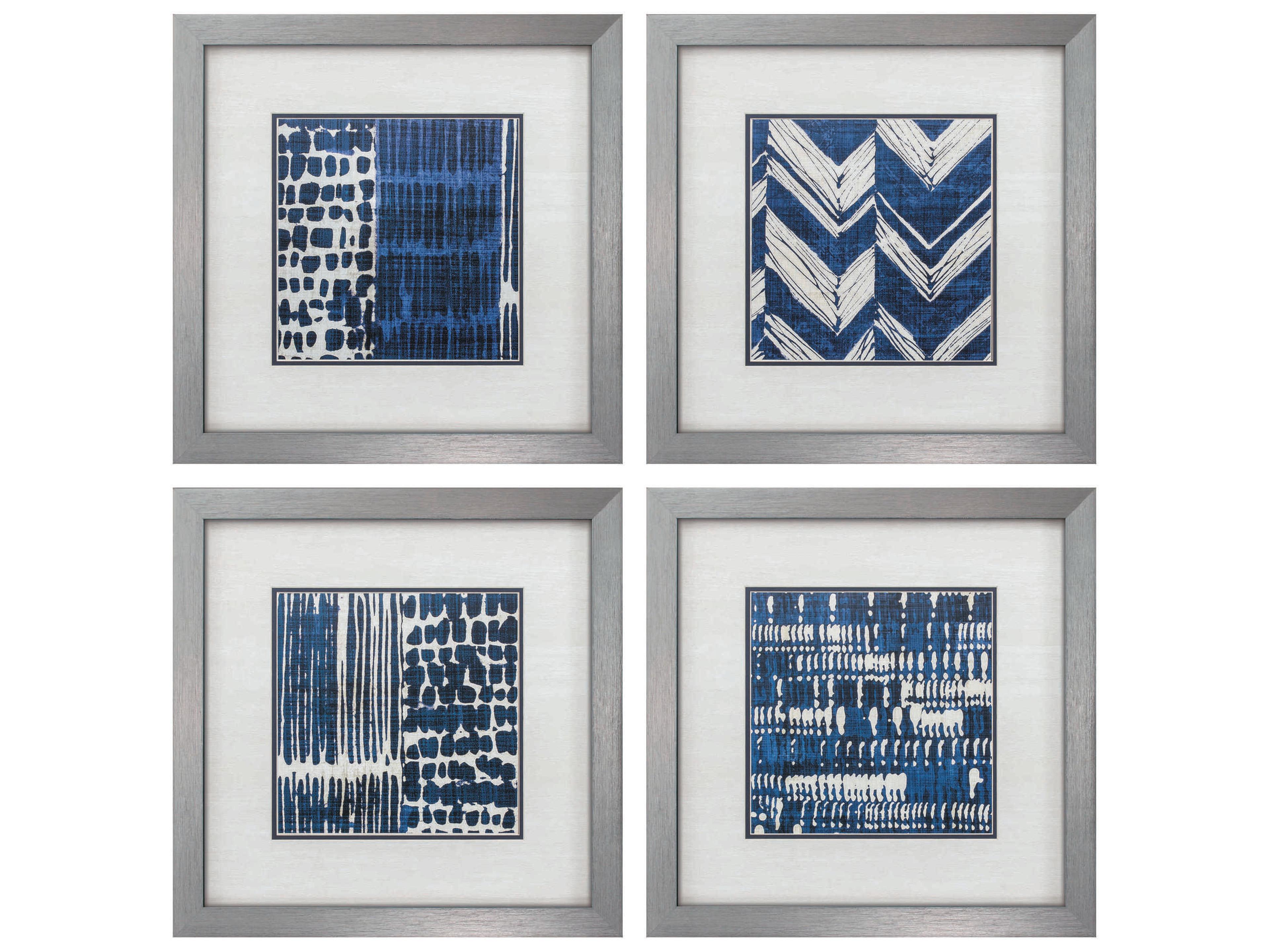 Paragon Abstract Indigo Batik Wall Art Set of 4