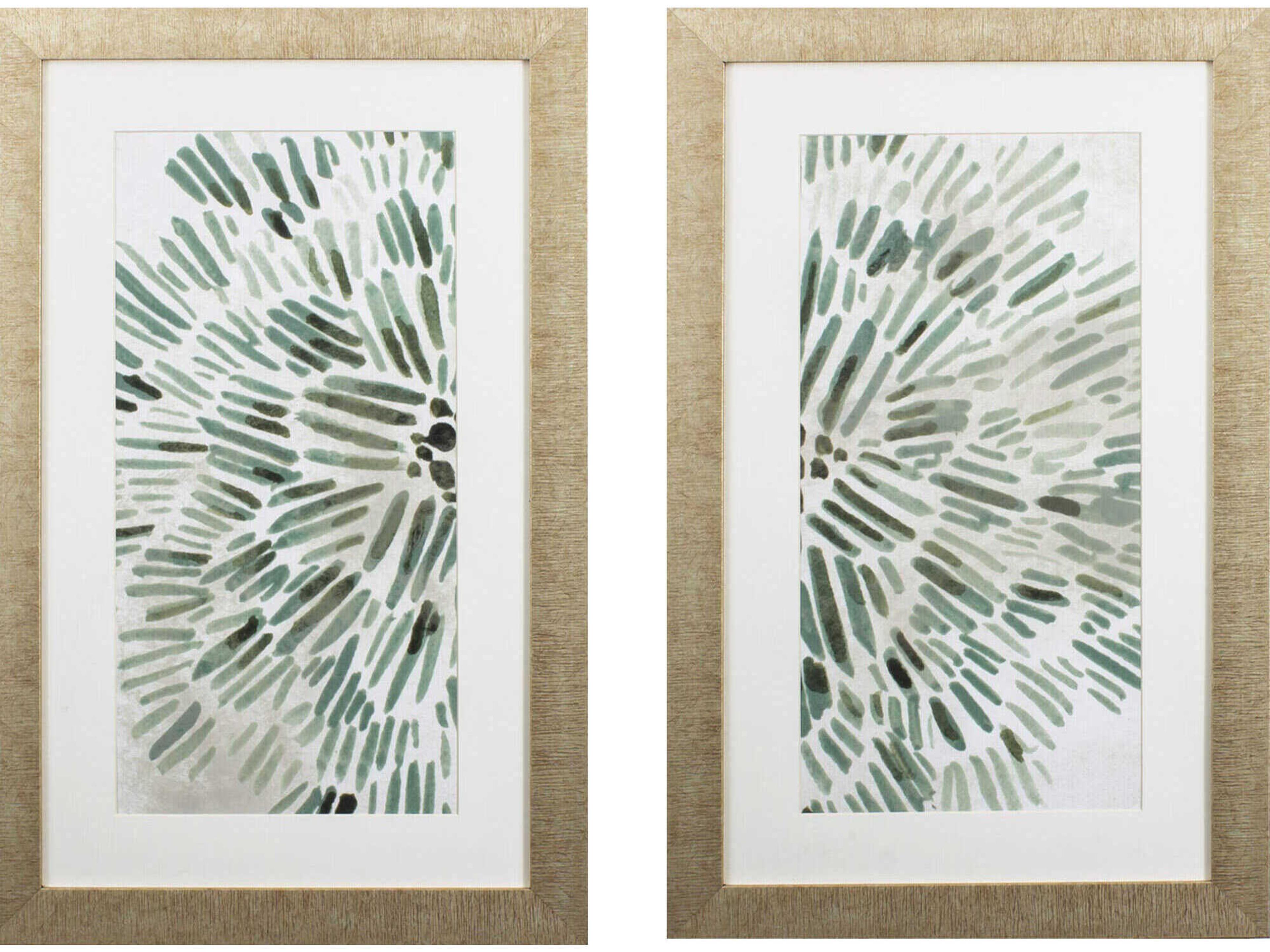 Paragon Florals Green Flowerhead Wall Art Set of 2