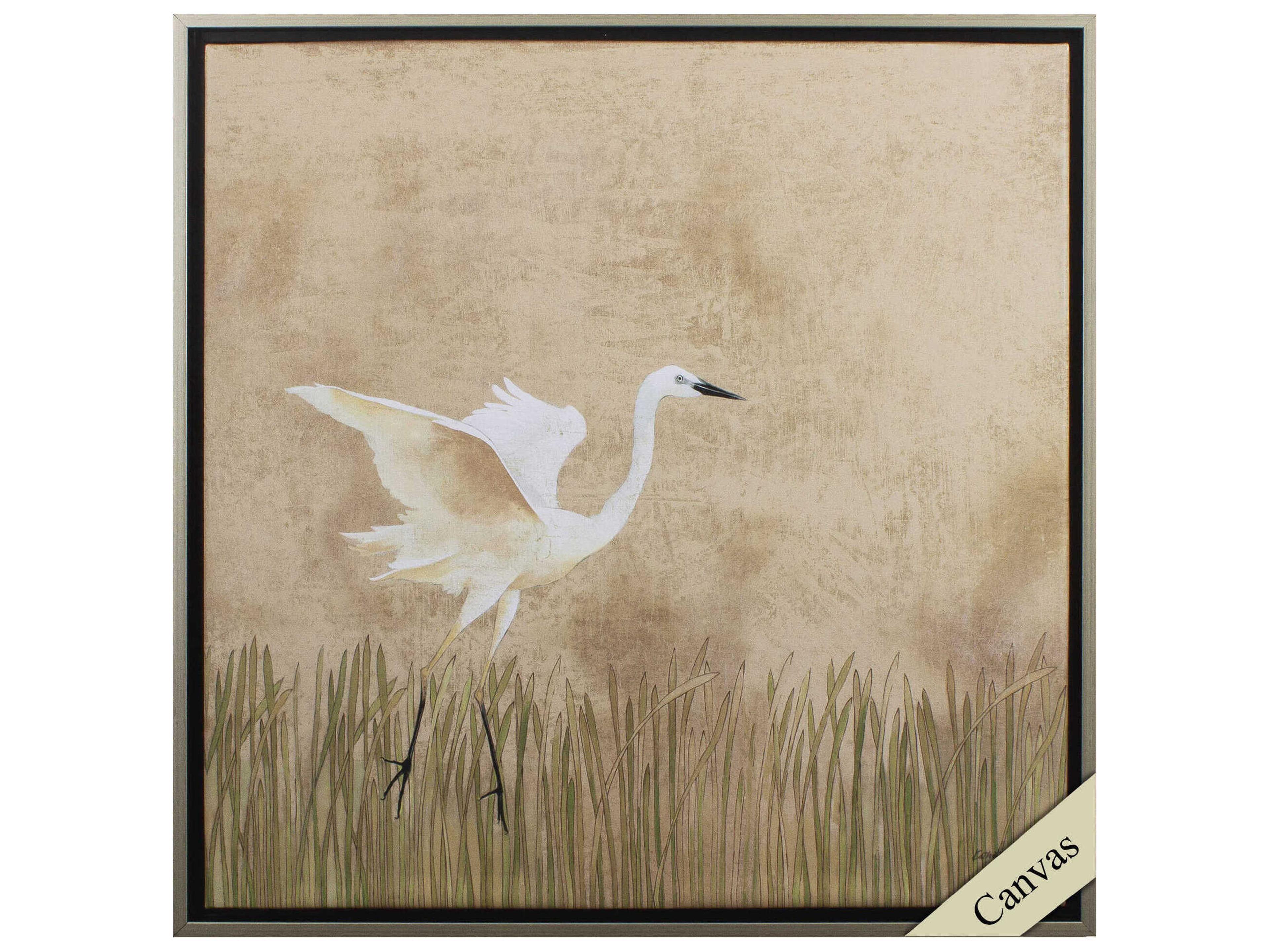 Paragon Florals Egret Alighting-I Canvas Wall Art