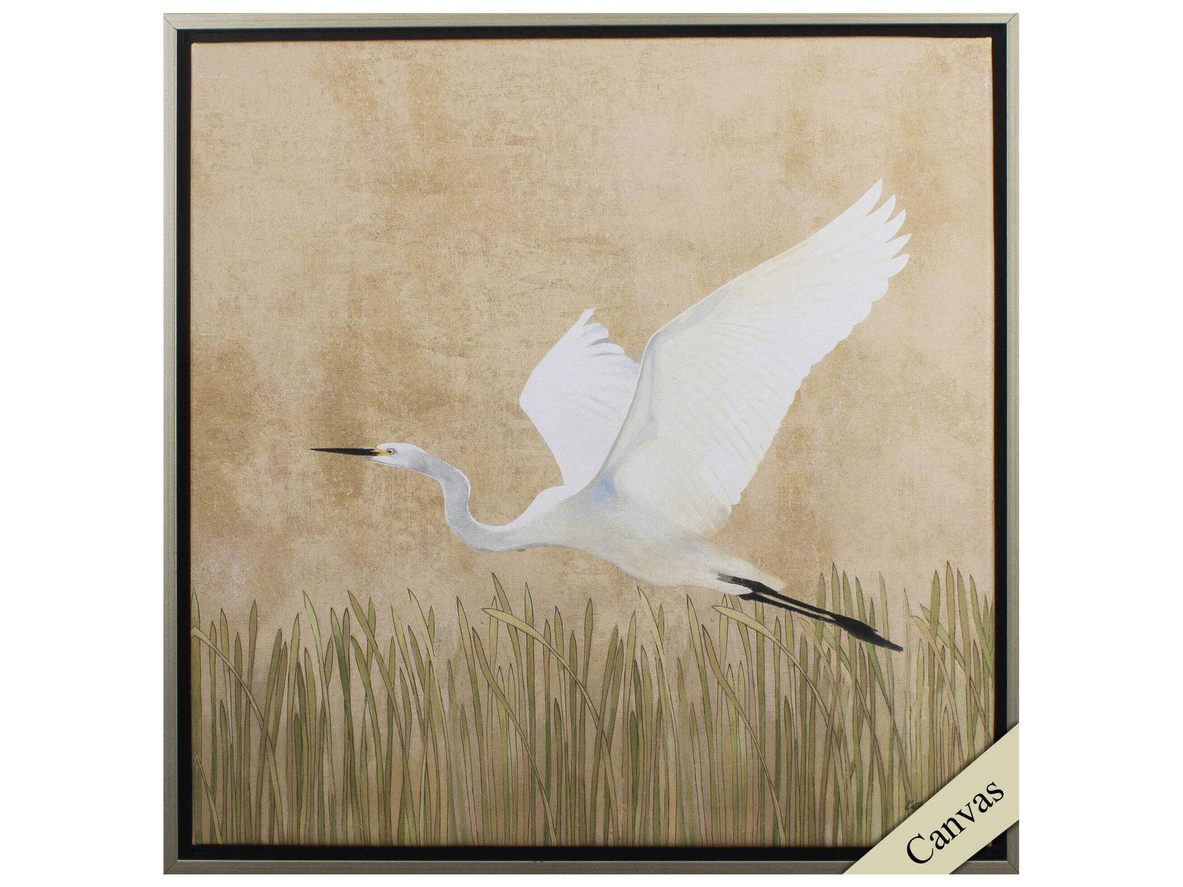 Paragon Florals Egret Alighting-II Canvas Wall Art