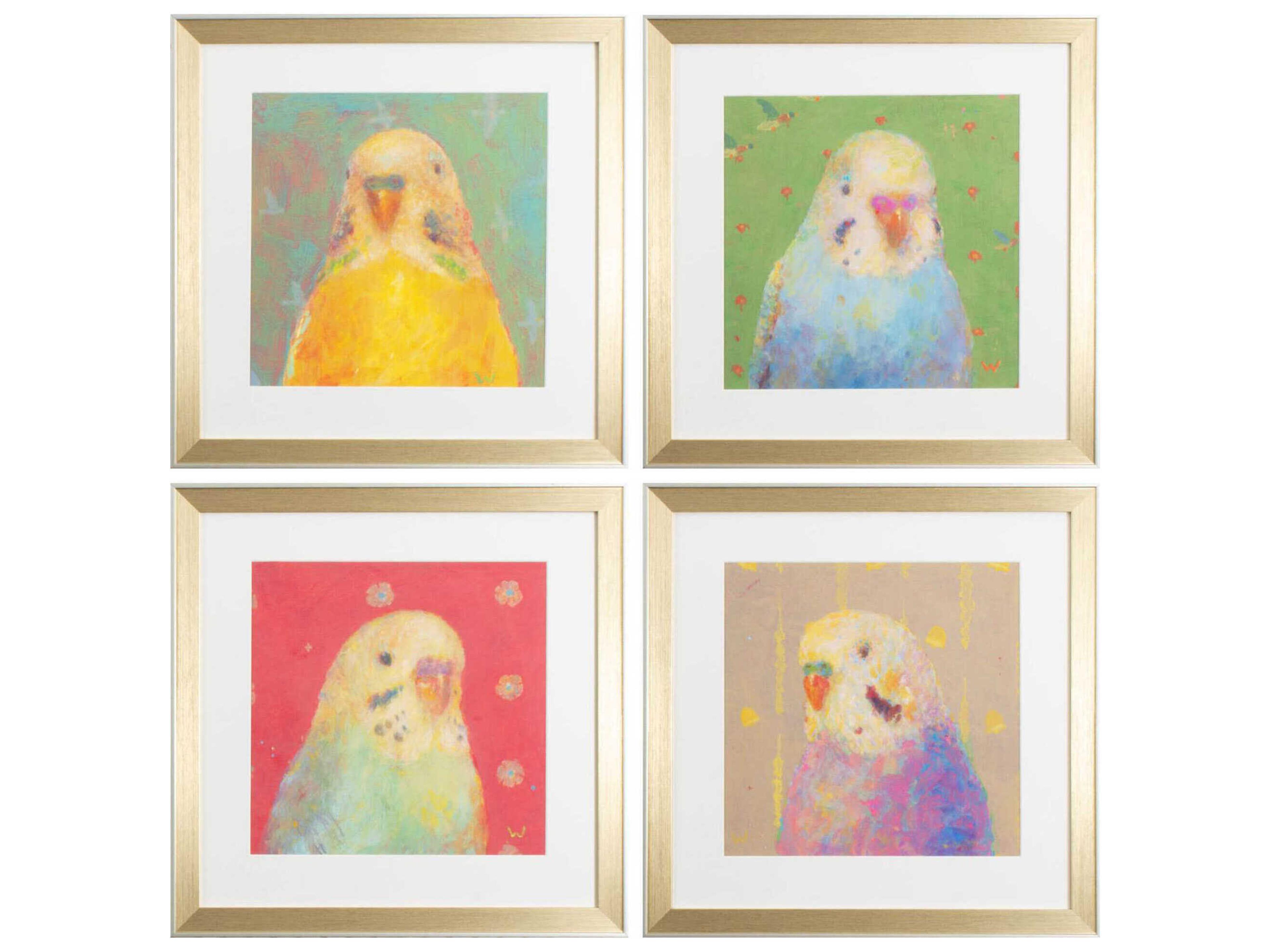 Paragon Florals Colorful Bird-A Wall Art Set of 4