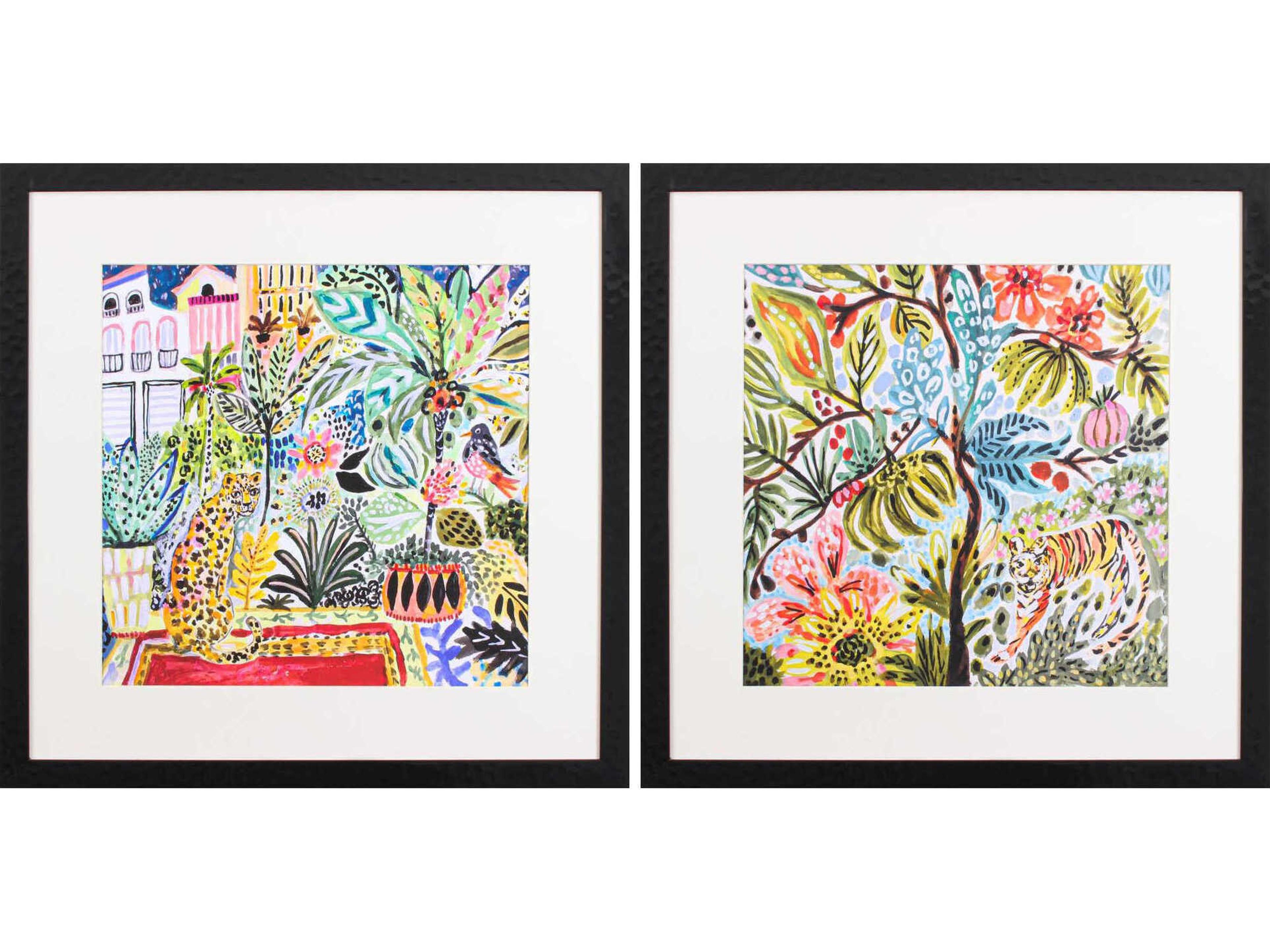 Paragon Florals Jungle Cat Landscape Wall Art Set of 2
