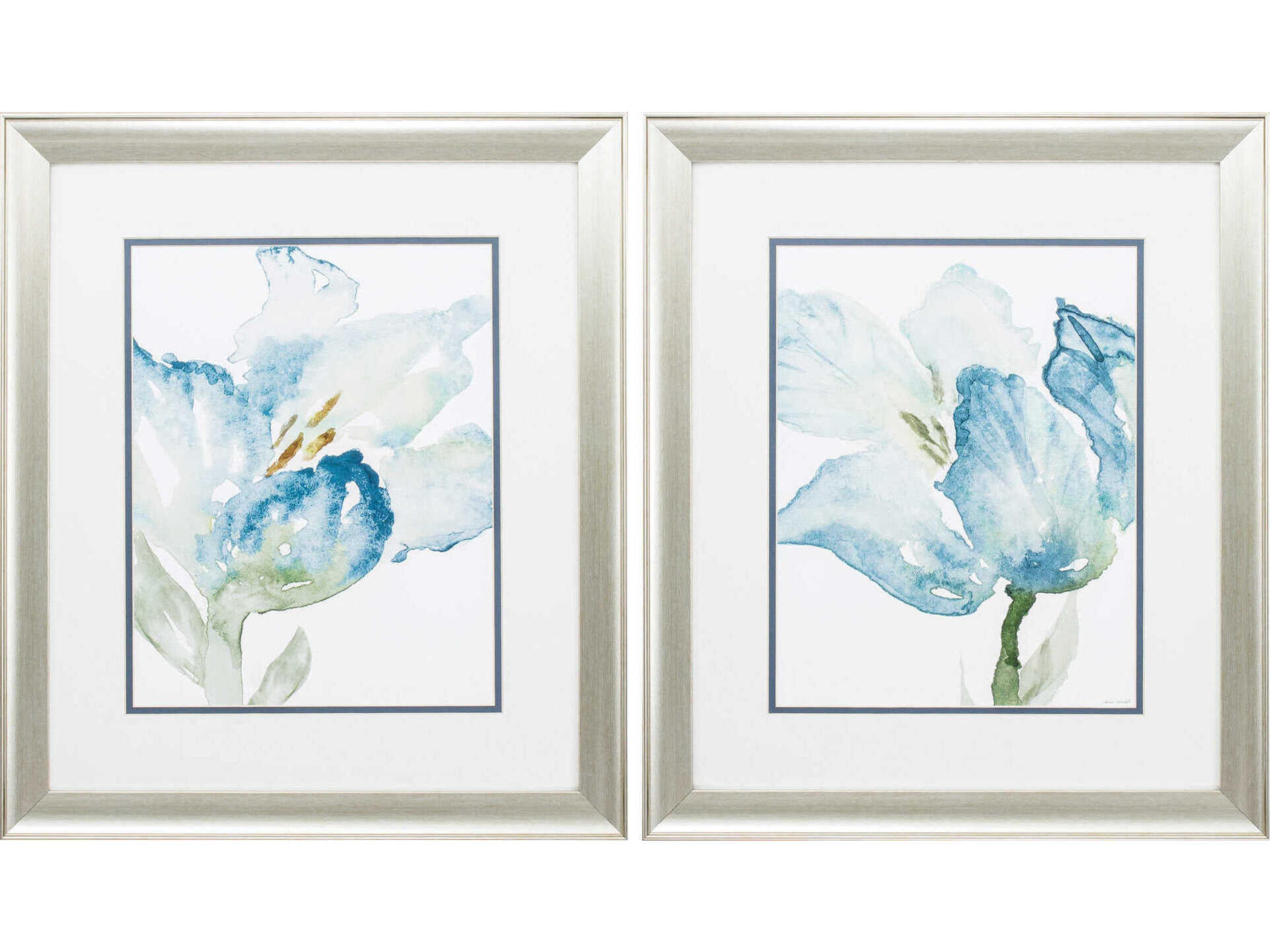 Paragon Florals Baby Blue Tulips Wall Art Set of 2