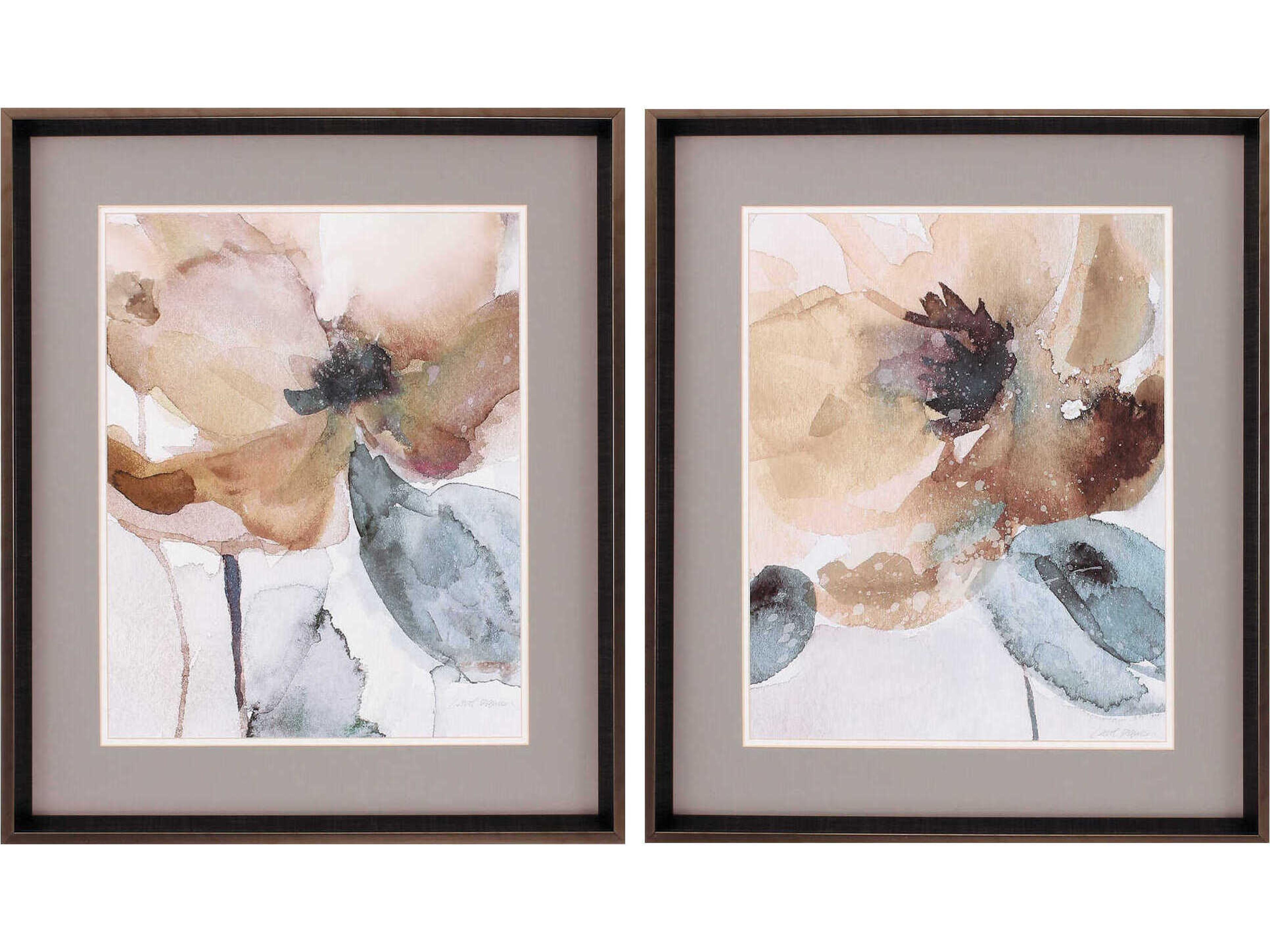 Paragon Florals Watercolor Poppy Wall Art Set of 2