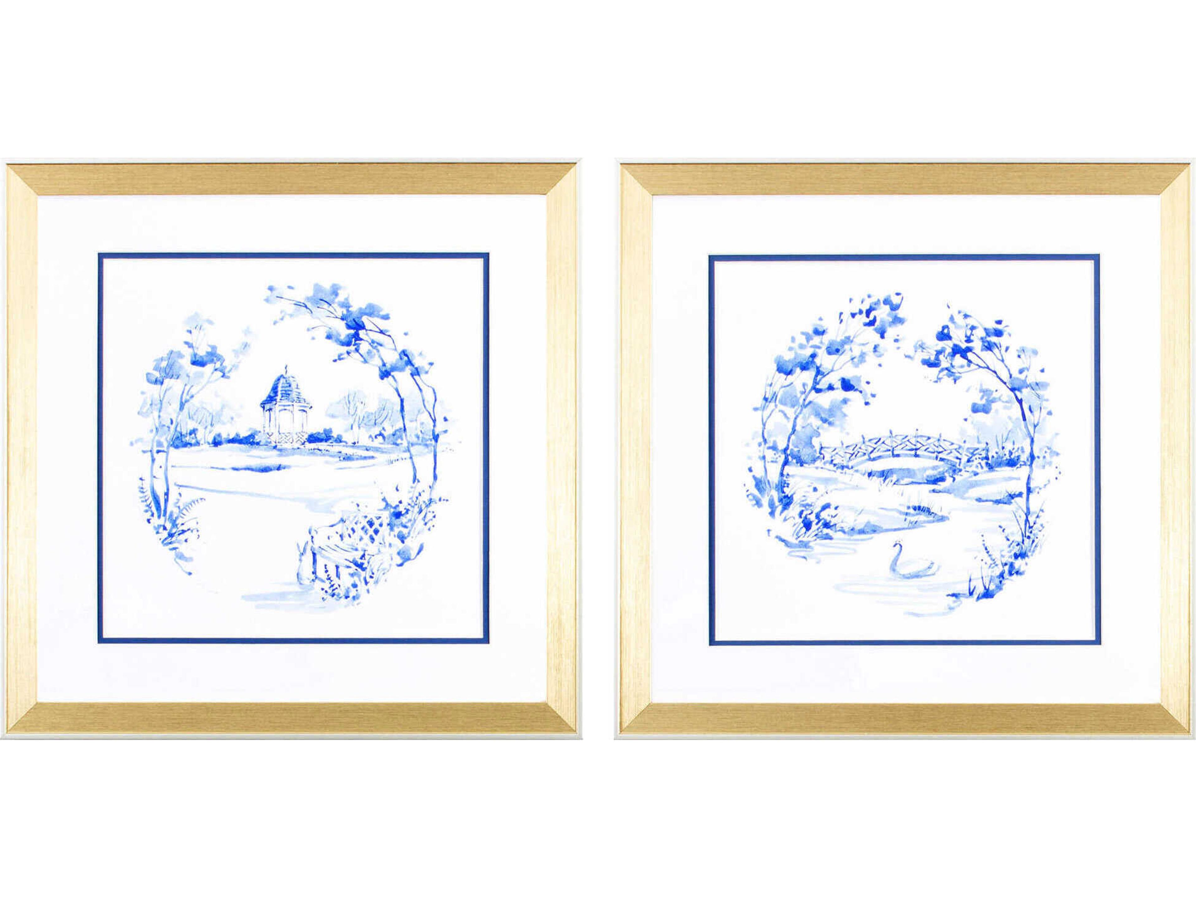 Paragon Florals Blue Garden Impress-B Wall Art Set of 2
