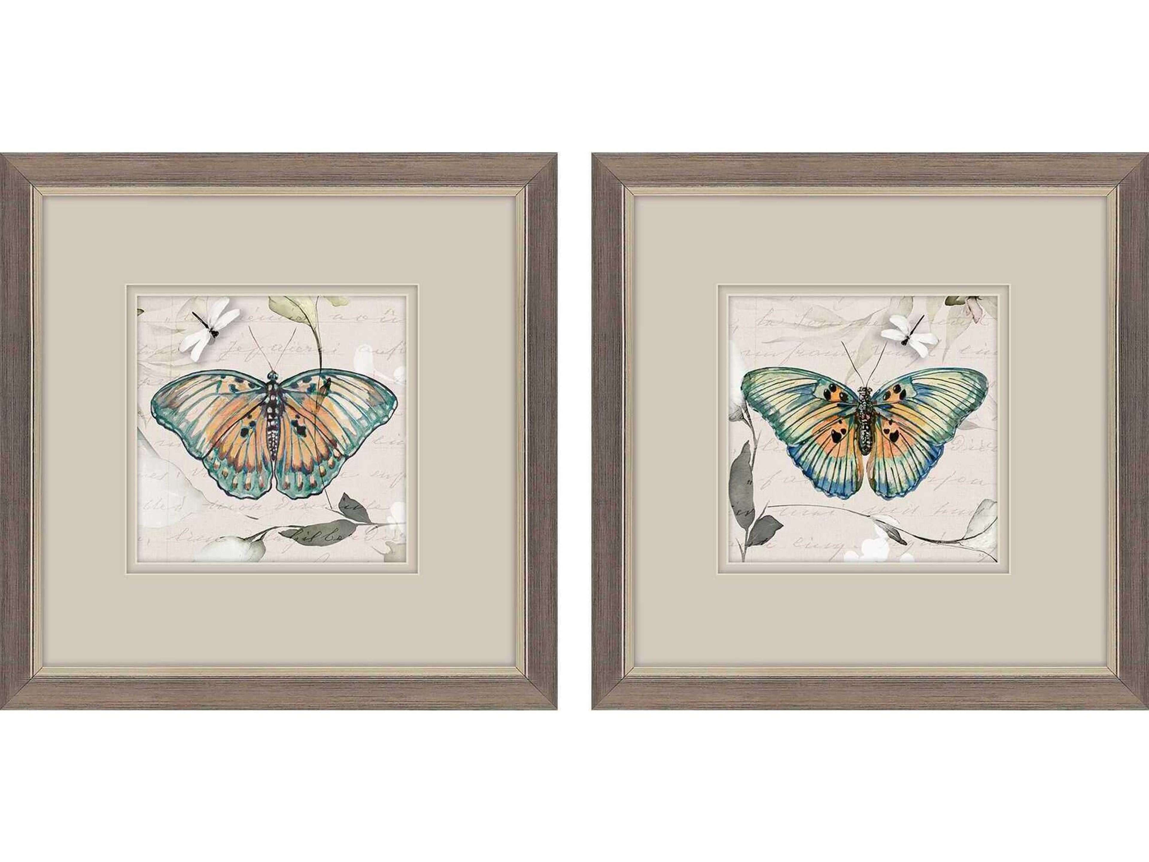 Paragon Animals Papillon Wall Art Set of 2