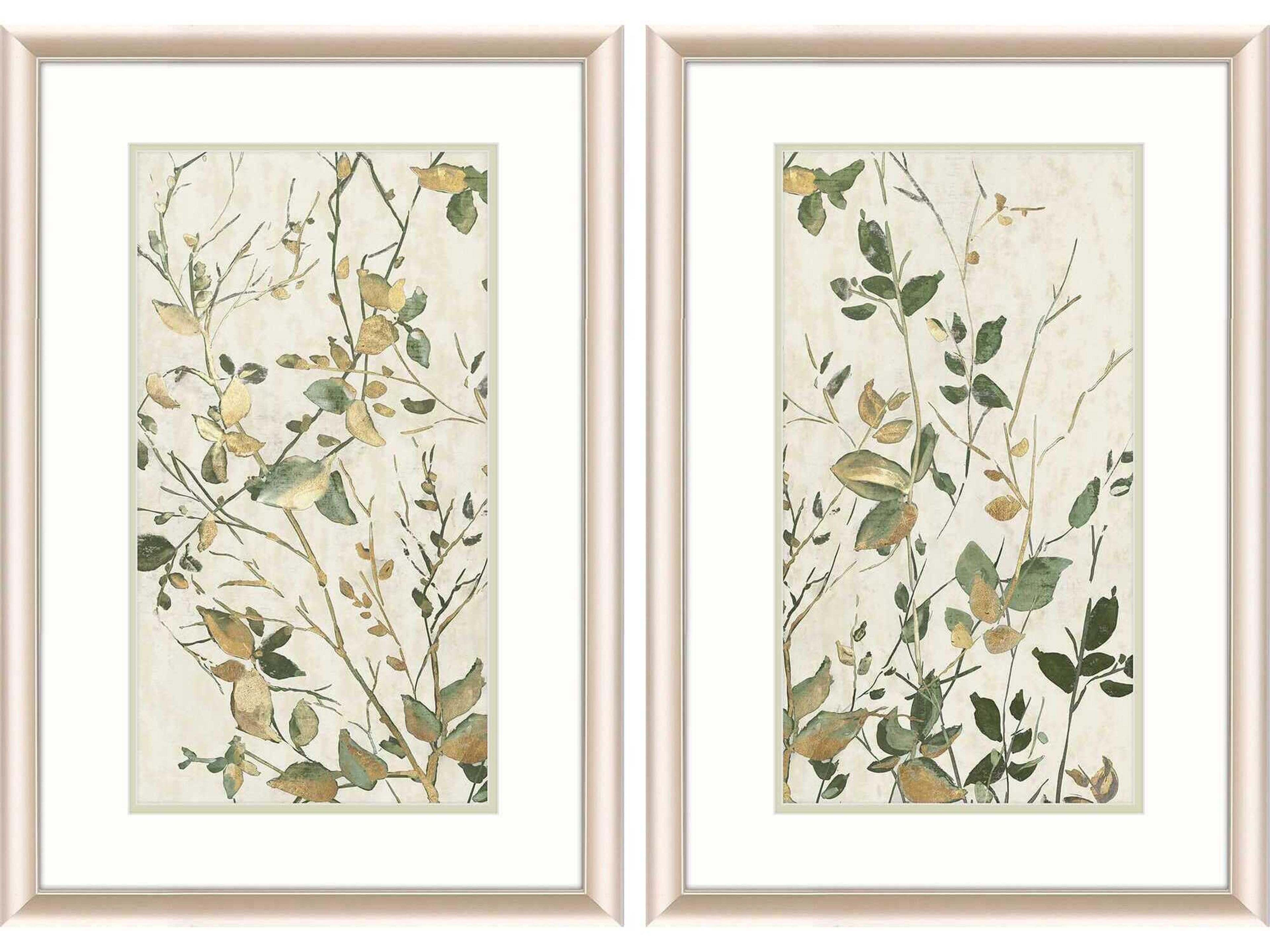 Paragon Florals Golden Green Branches Wall Art Set of 2