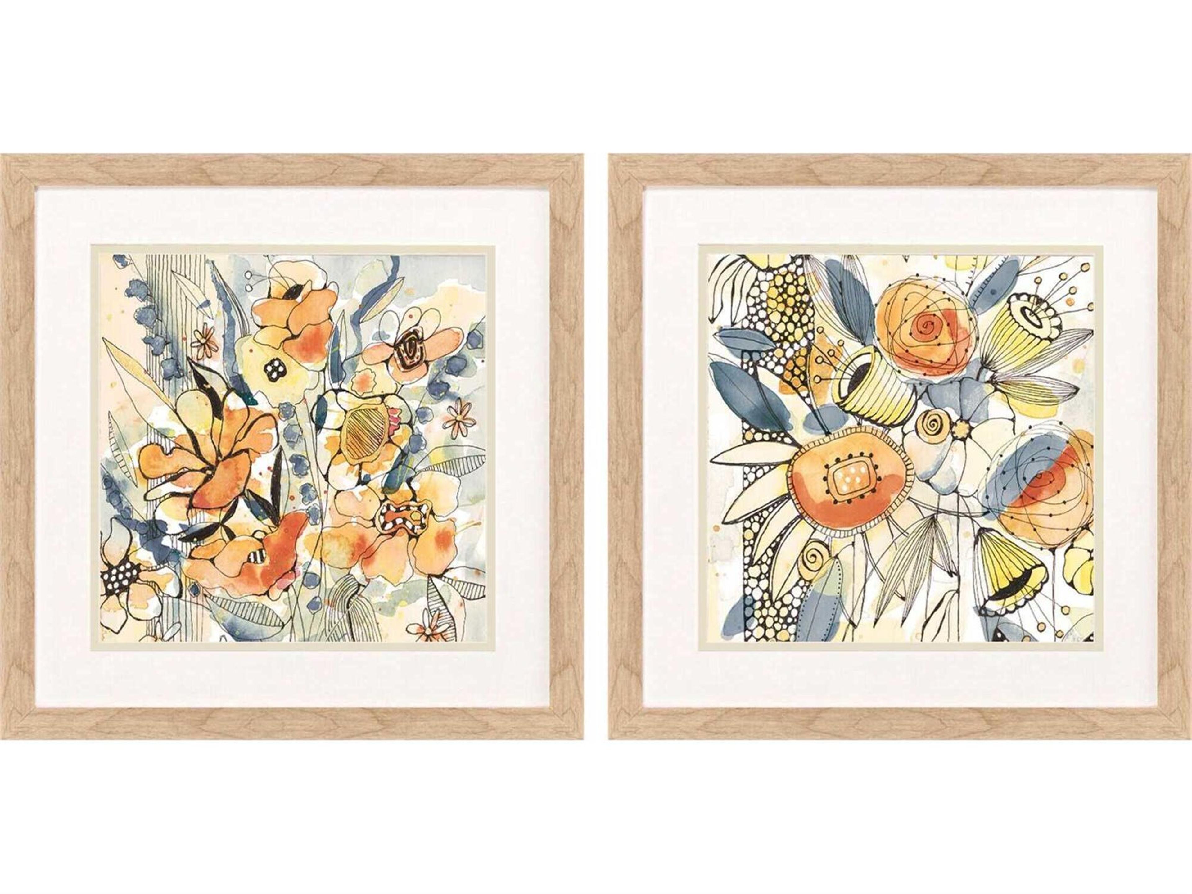 Paragon Florals Bursting Wildflowers Wall Art Set of 2