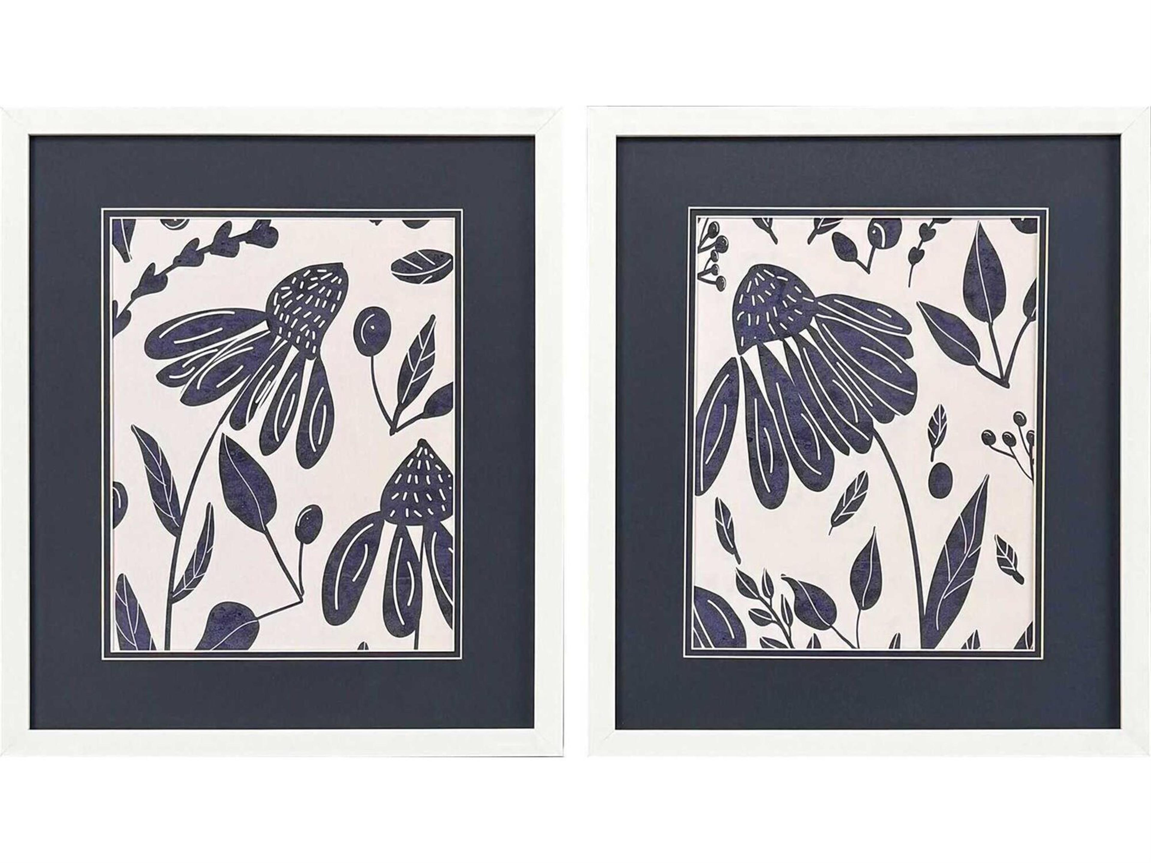Paragon Florals Denim Floral Wall Art Set of 2