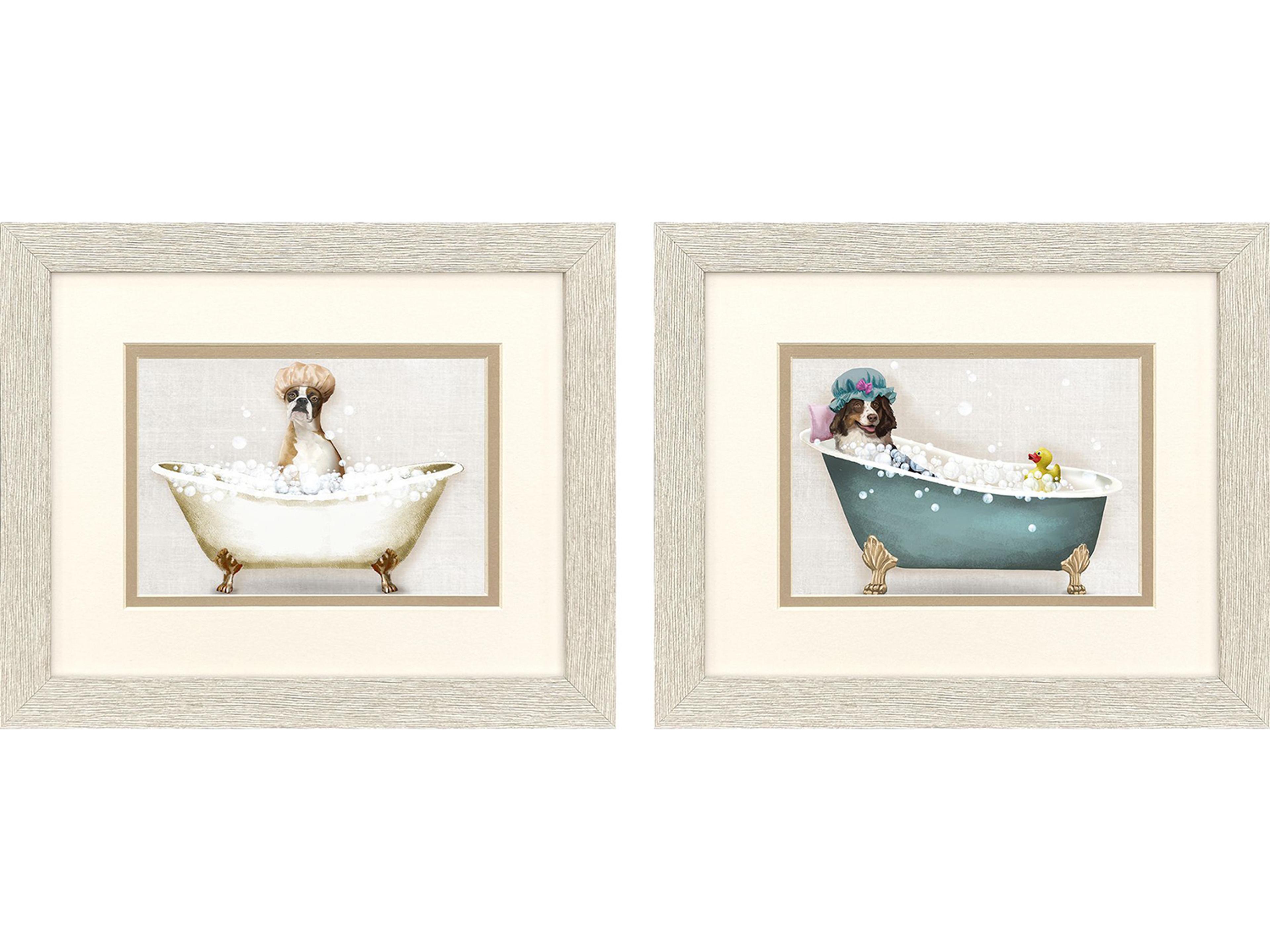 Paragon Bath Dogs I Framed Art - Set of 2