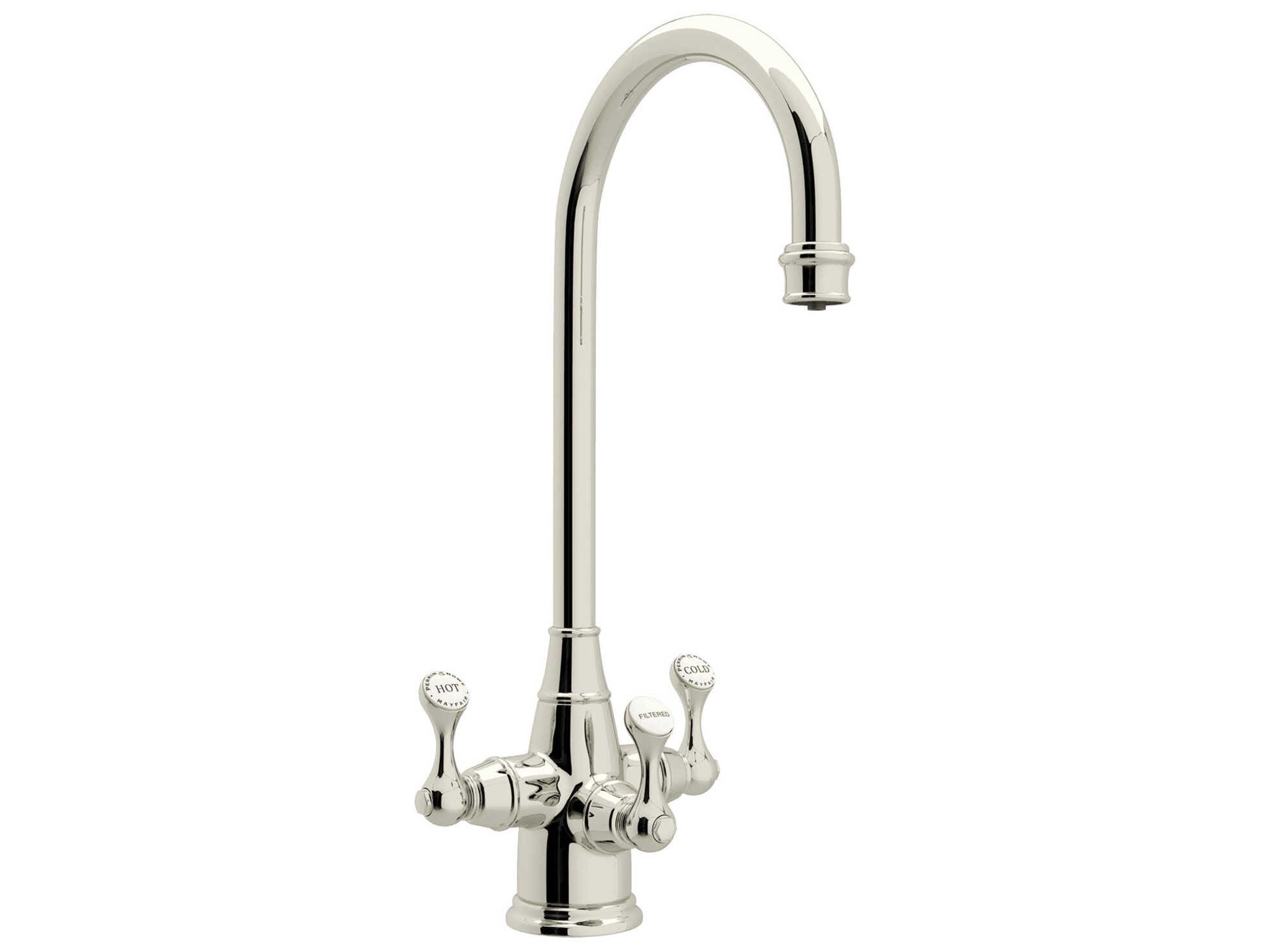 Perrin and Rowe Georgian Era Polished Nickel Three Handle Bar/Food Prep Filter Kitchen Faucet