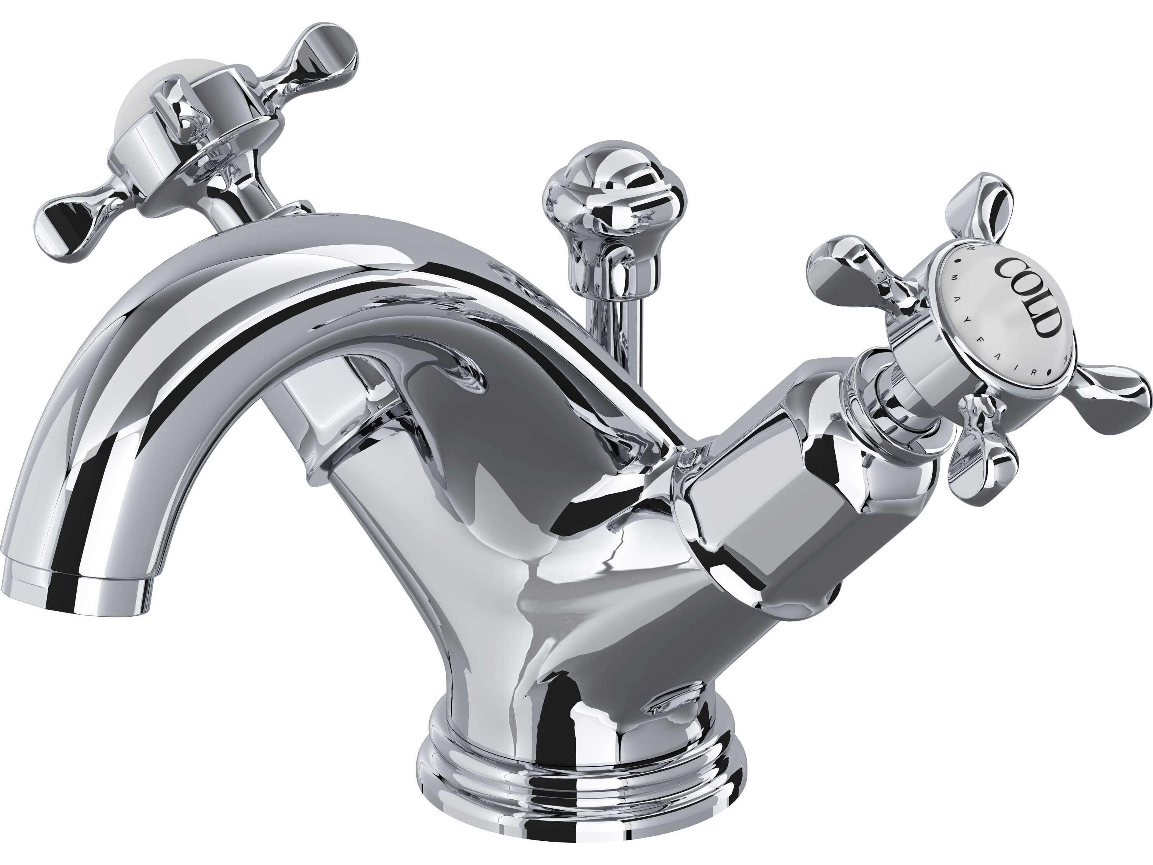 Perrin and Rowe Edwardian Polished Chrome Two Handle Lavatory Faucet