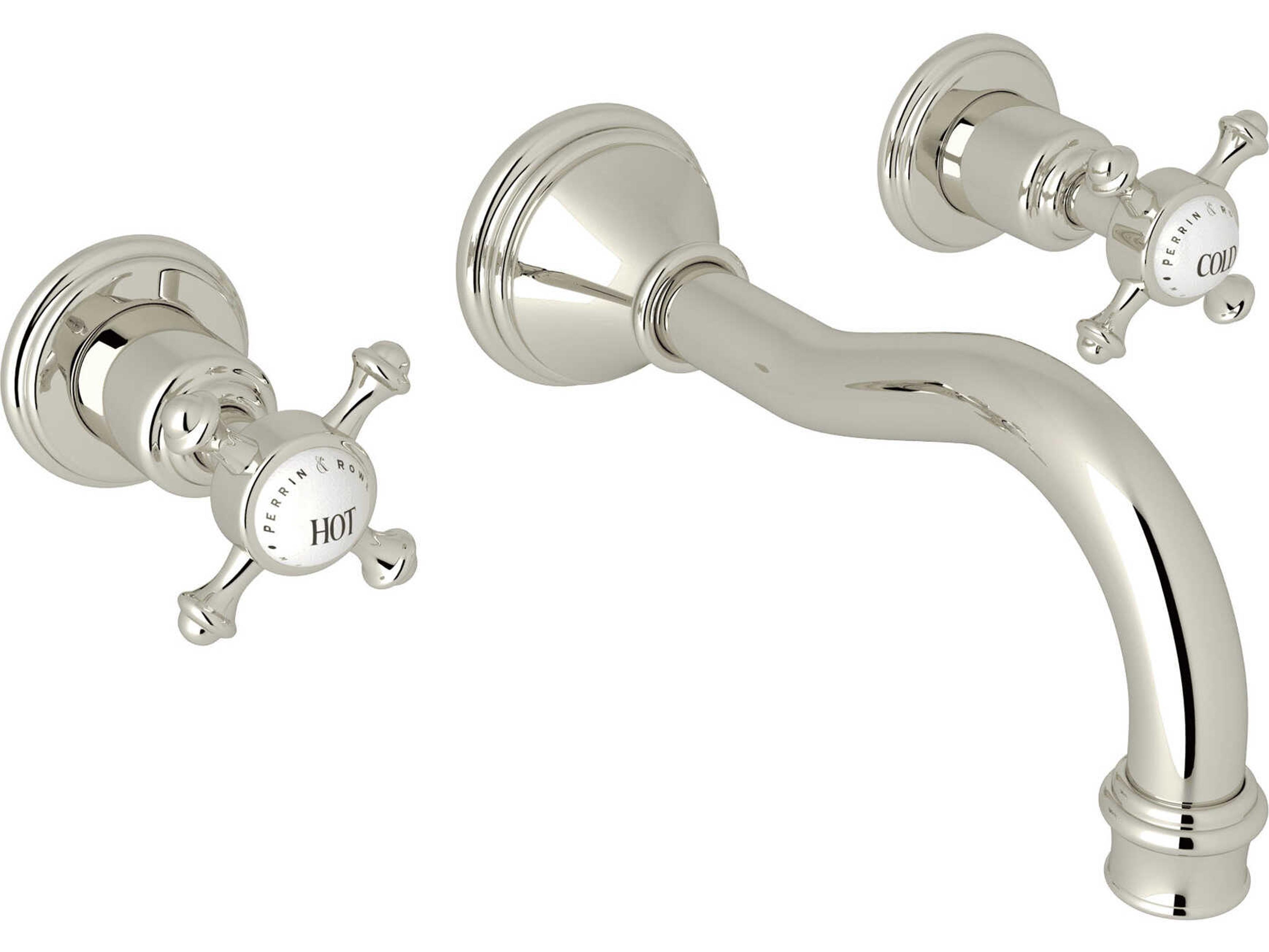 Perrin and Rowe Georgian Era Polished Nickel Wall Mount Lavatory Faucet Trim