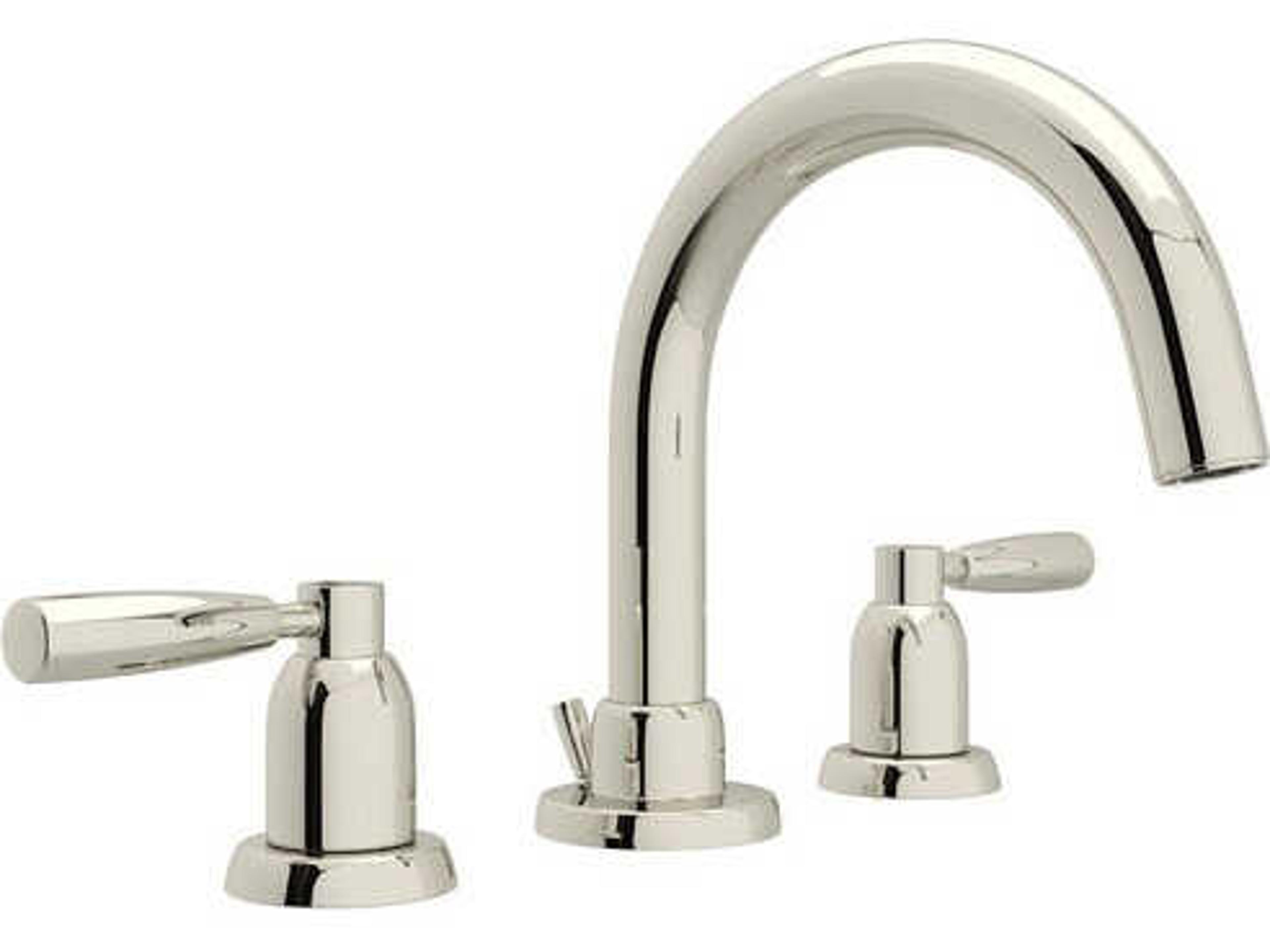Perrin and Rowe Holborn Polished Nickel Widespread Lavatory Faucet with C-Spout