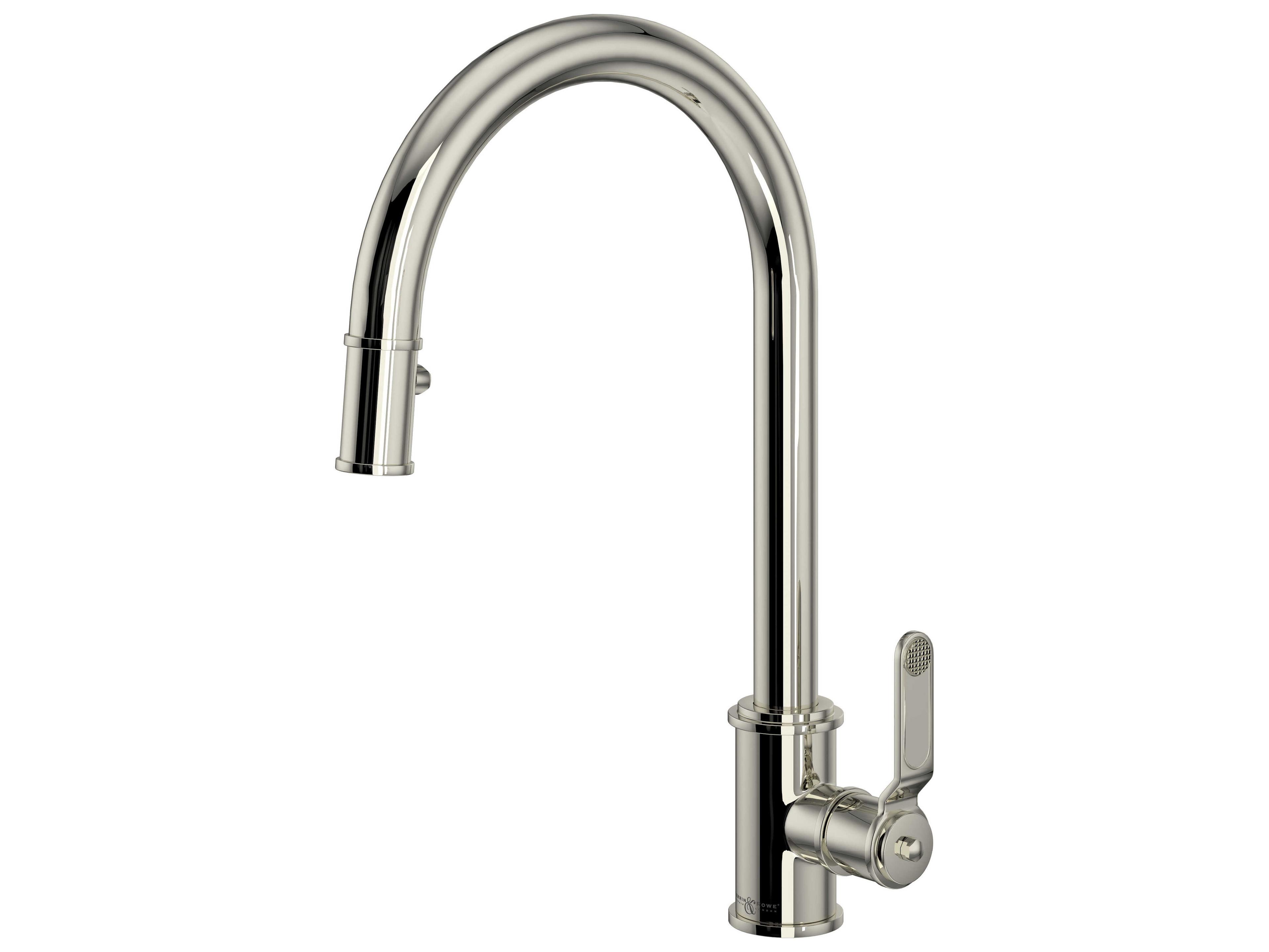 Perrin and Rowe Armstrong Polished Nickel Pull-Down Kitchen Faucet with C-Spout