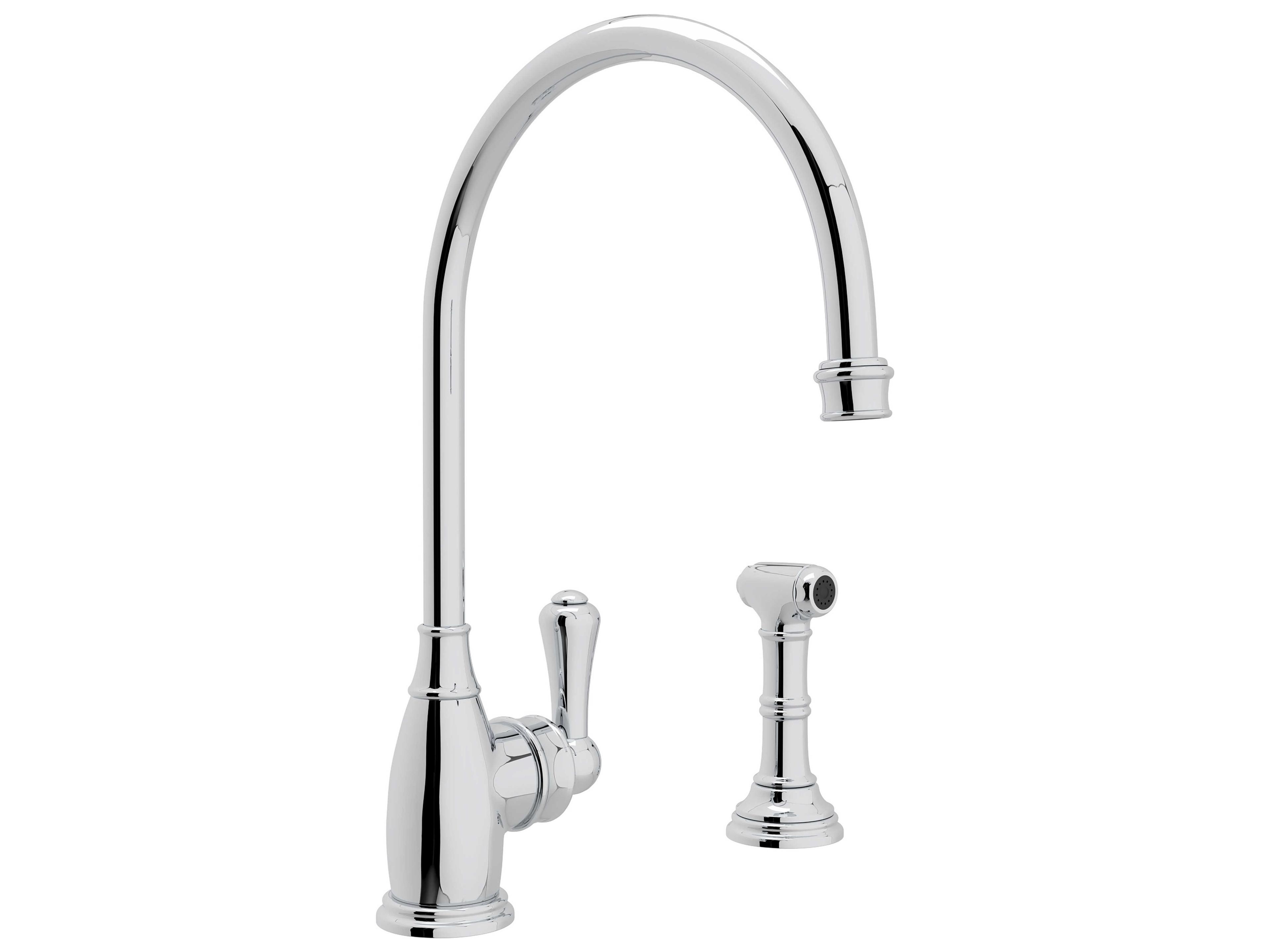 Perrin and Rowe Georgian Era Polished Chrome Kitchen Faucet with Side Spray