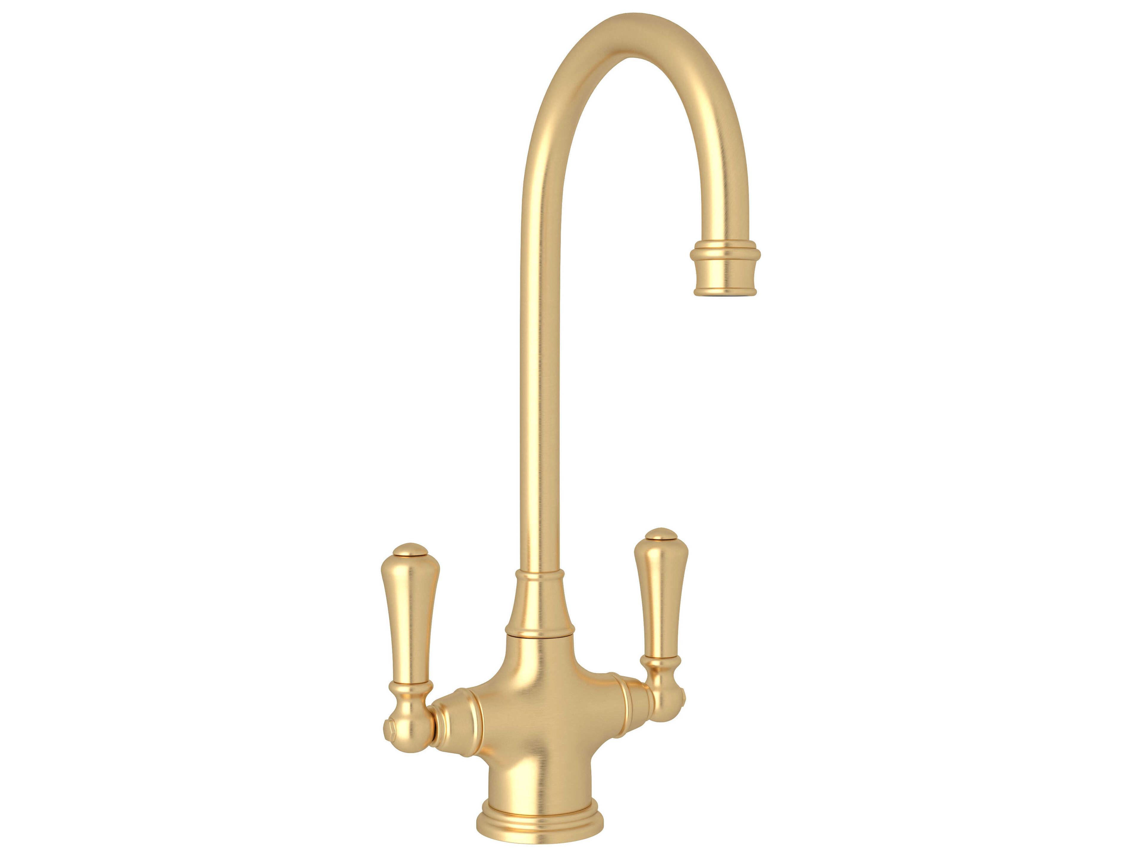 Perrin and Rowe Georgian Era Satin English Gold Two Handle Bar/Food Prep Kitchen Faucet