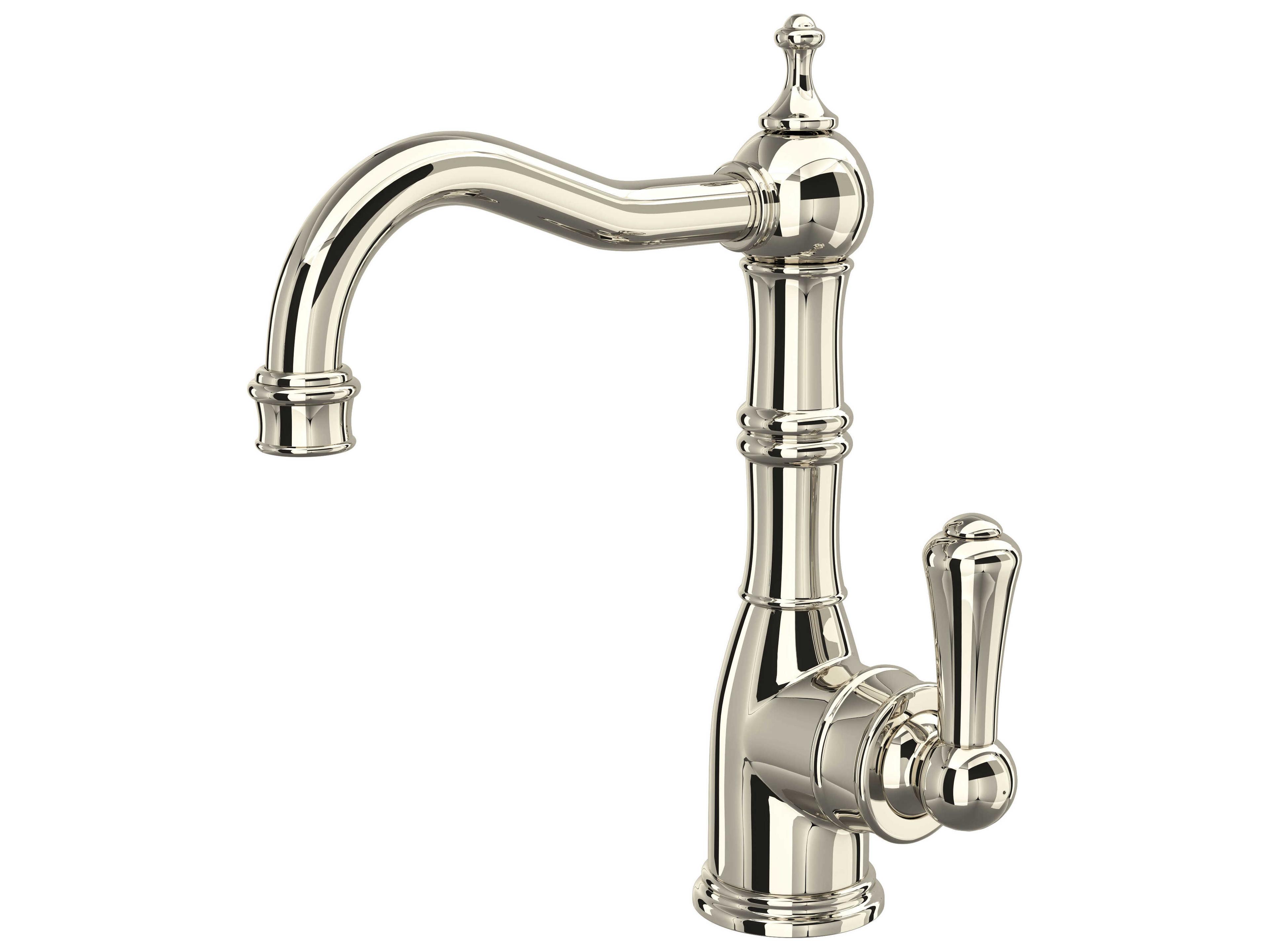 Perrin and Rowe Edwardian Polished Nickel Single Handle Faucet With Lever Handle