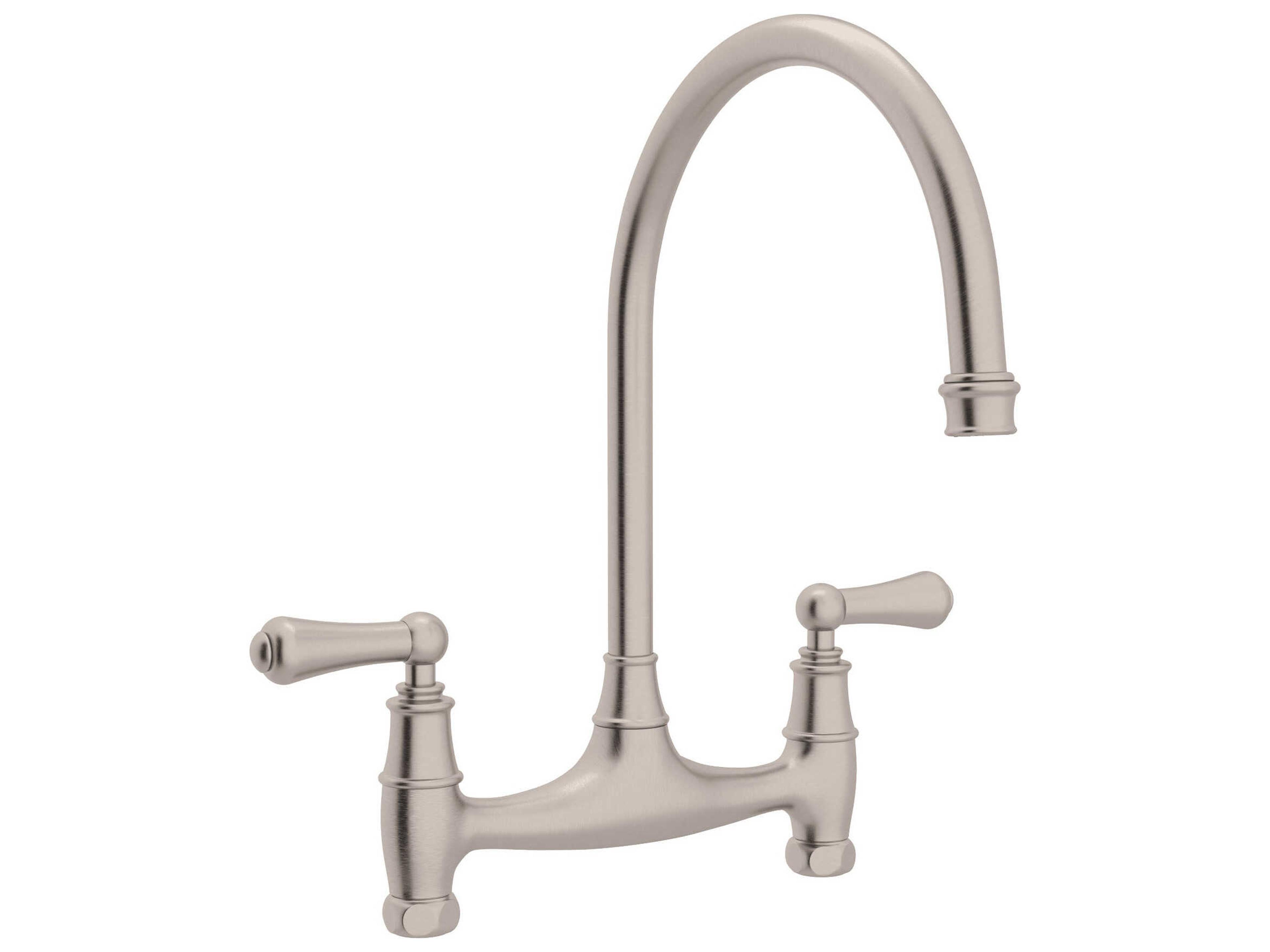 Perrin and Rowe Georgian Era Satin Nickel Bridge Kitchen Faucet Without Unions