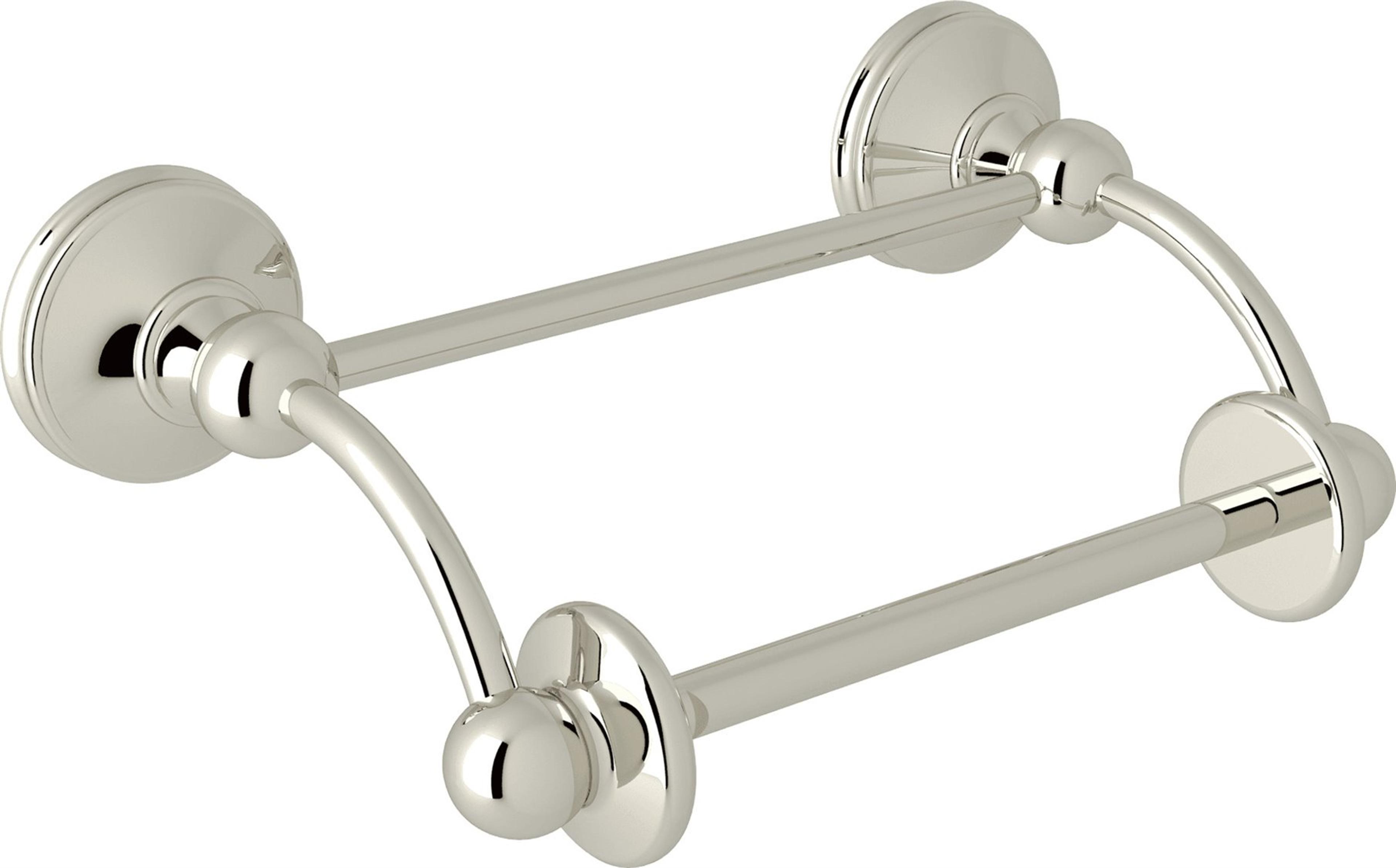 Perrin and Rowe Georgian Era Polished Nickel Toilet Paper Holder with Swinging or Lift Arm or Pivot Bar for Roll
