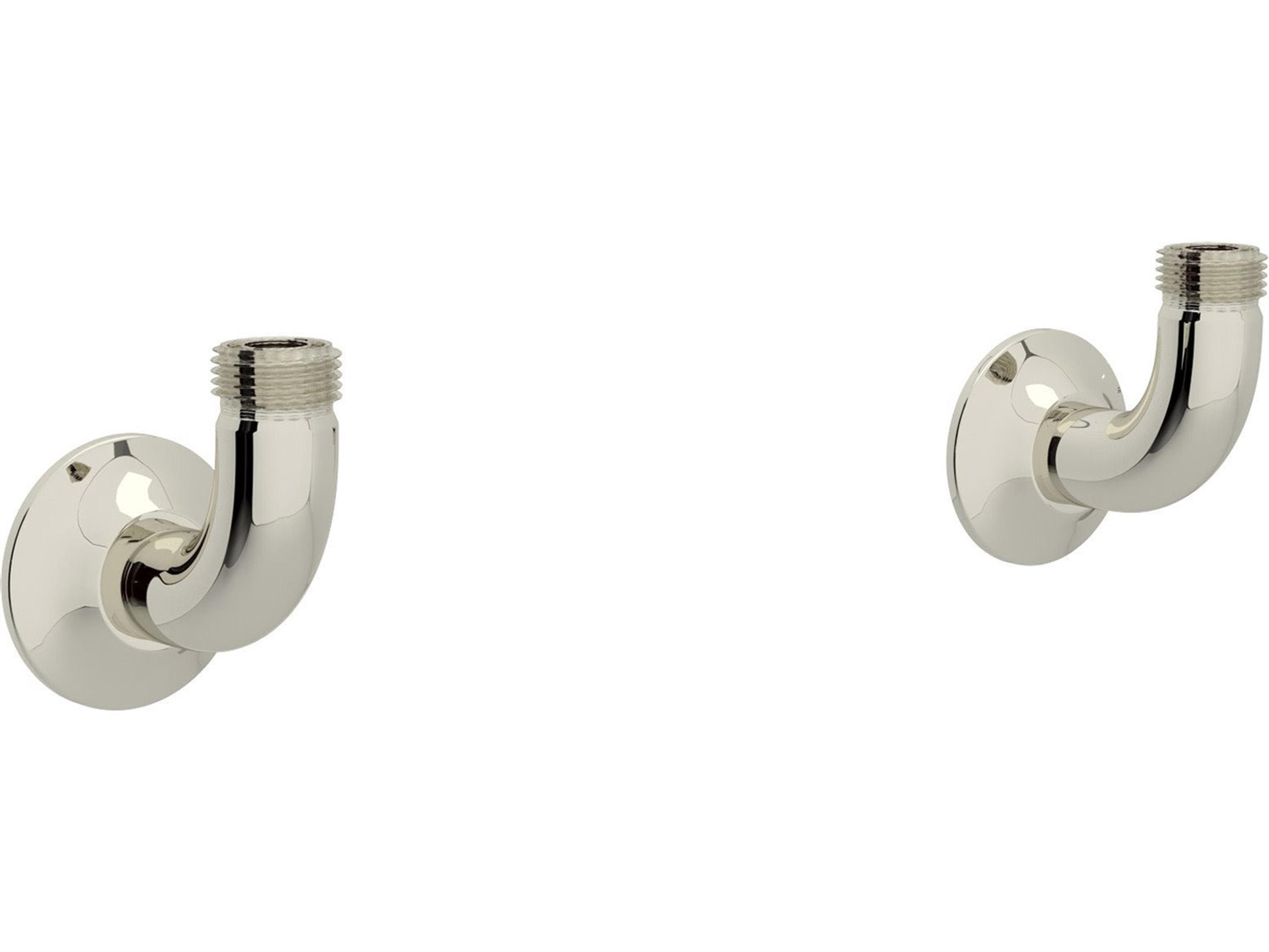 Perrin and Rowe Georgian Era Polished Nickel Pair of Wall Unions for Bridge Faucets