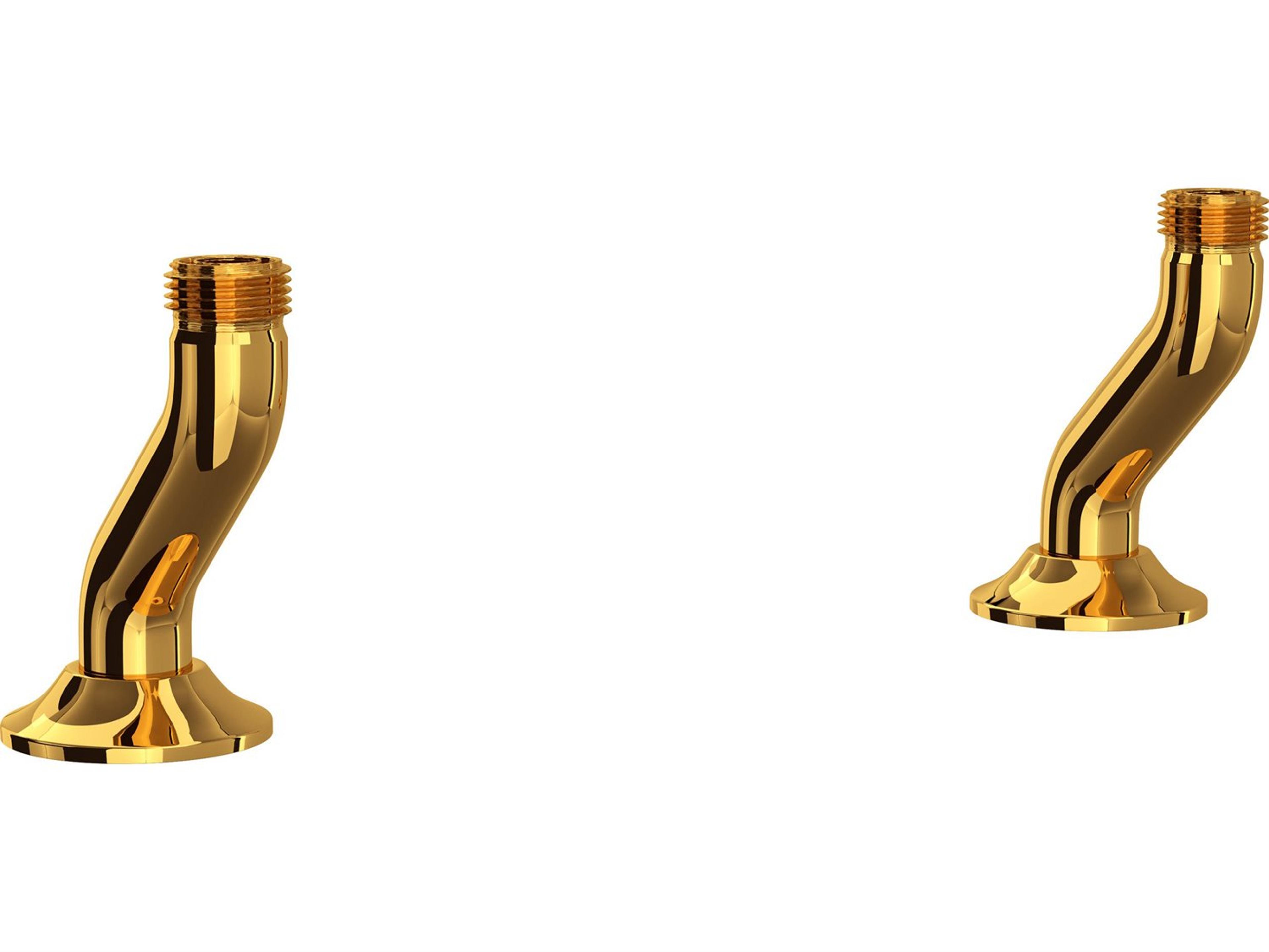 Perrin and Rowe Georgian Era Unlacquered Brass Pair of Eccentric Deck Unions for Bridge Faucets