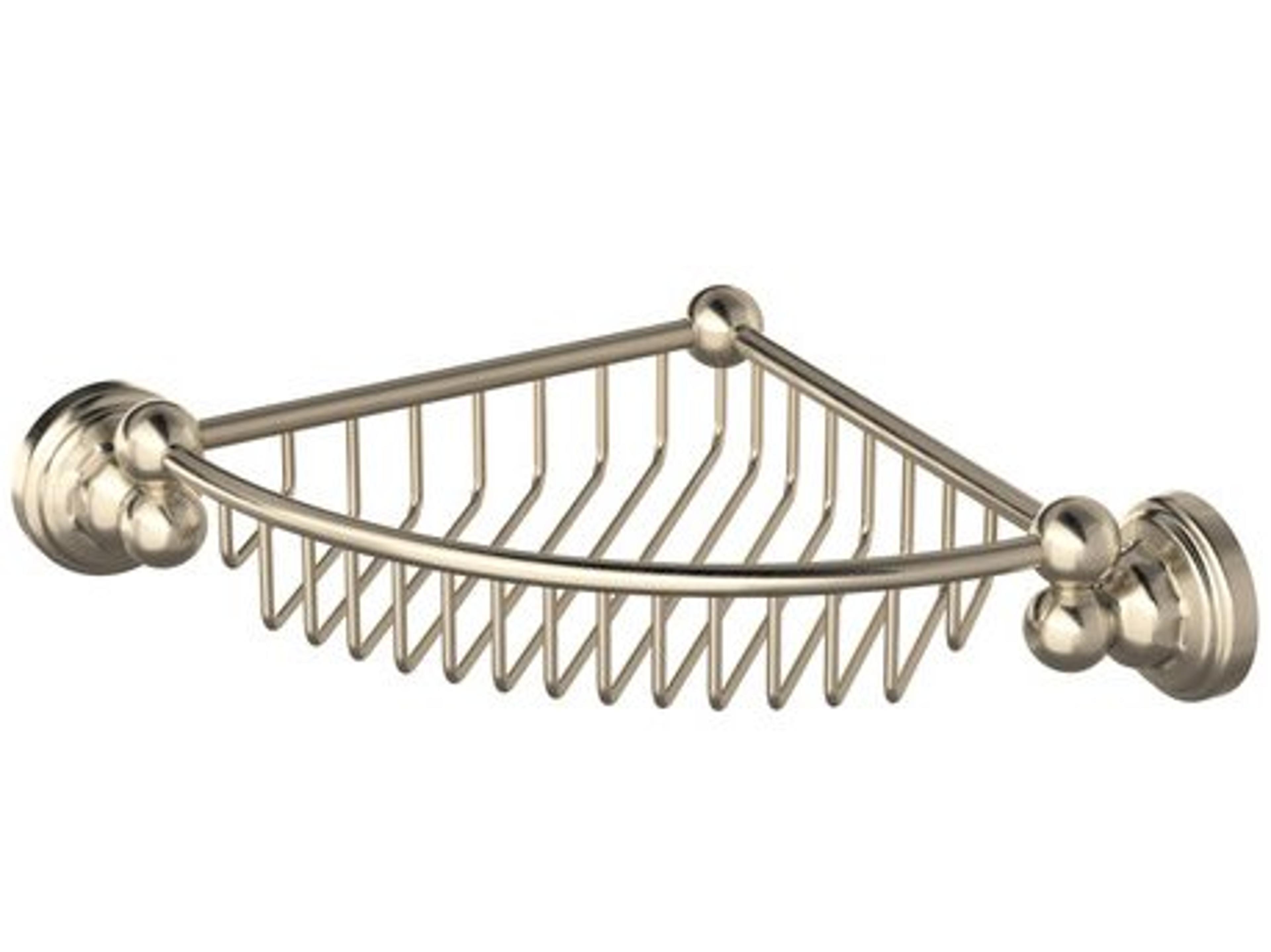 Perrin and Rowe Edwardian Corner Basket Accessory In Satin Nickel