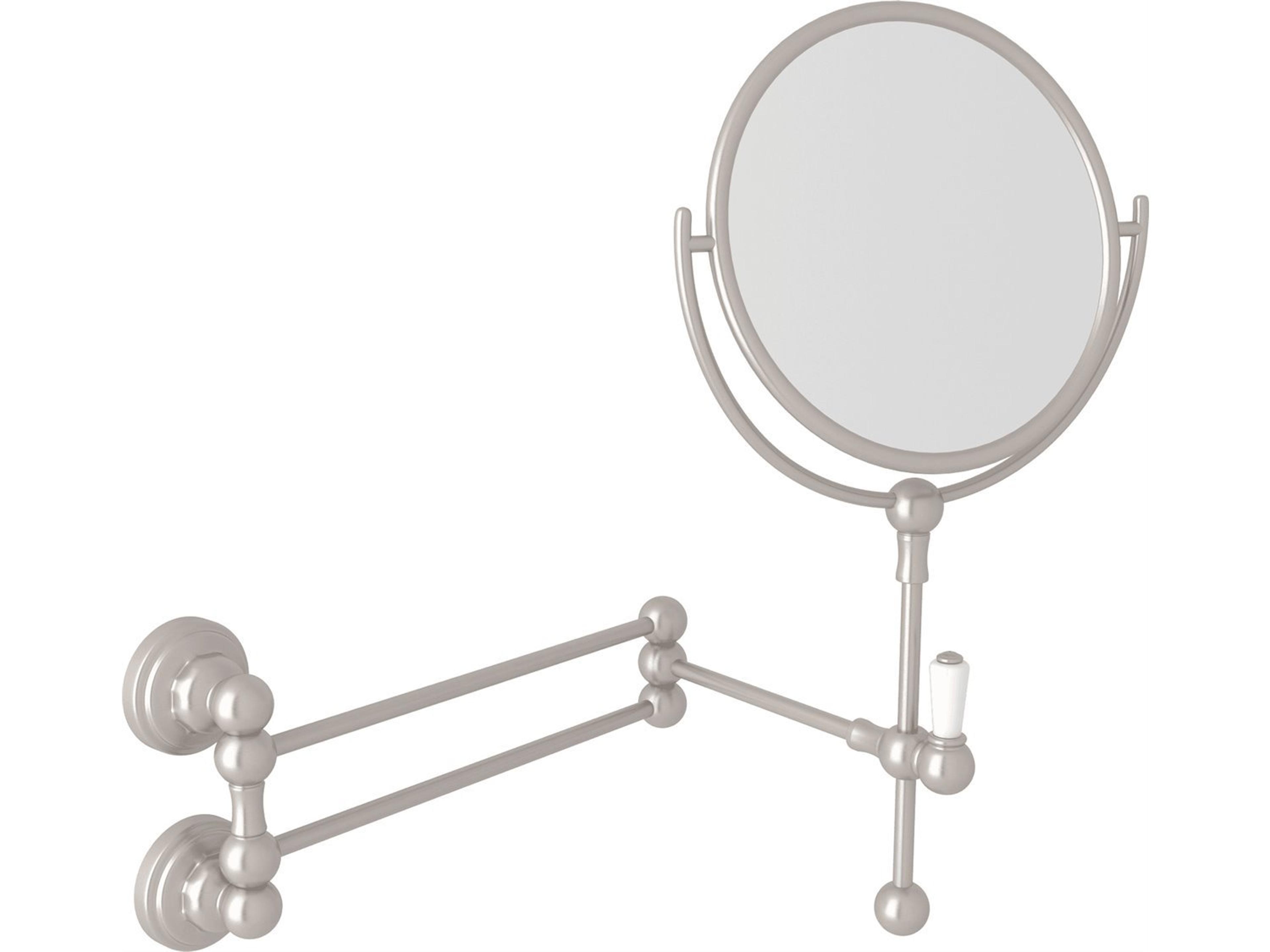 Perrin and Rowe Edwardian Wall Mounted Shaving Mirror In Satin Nickel