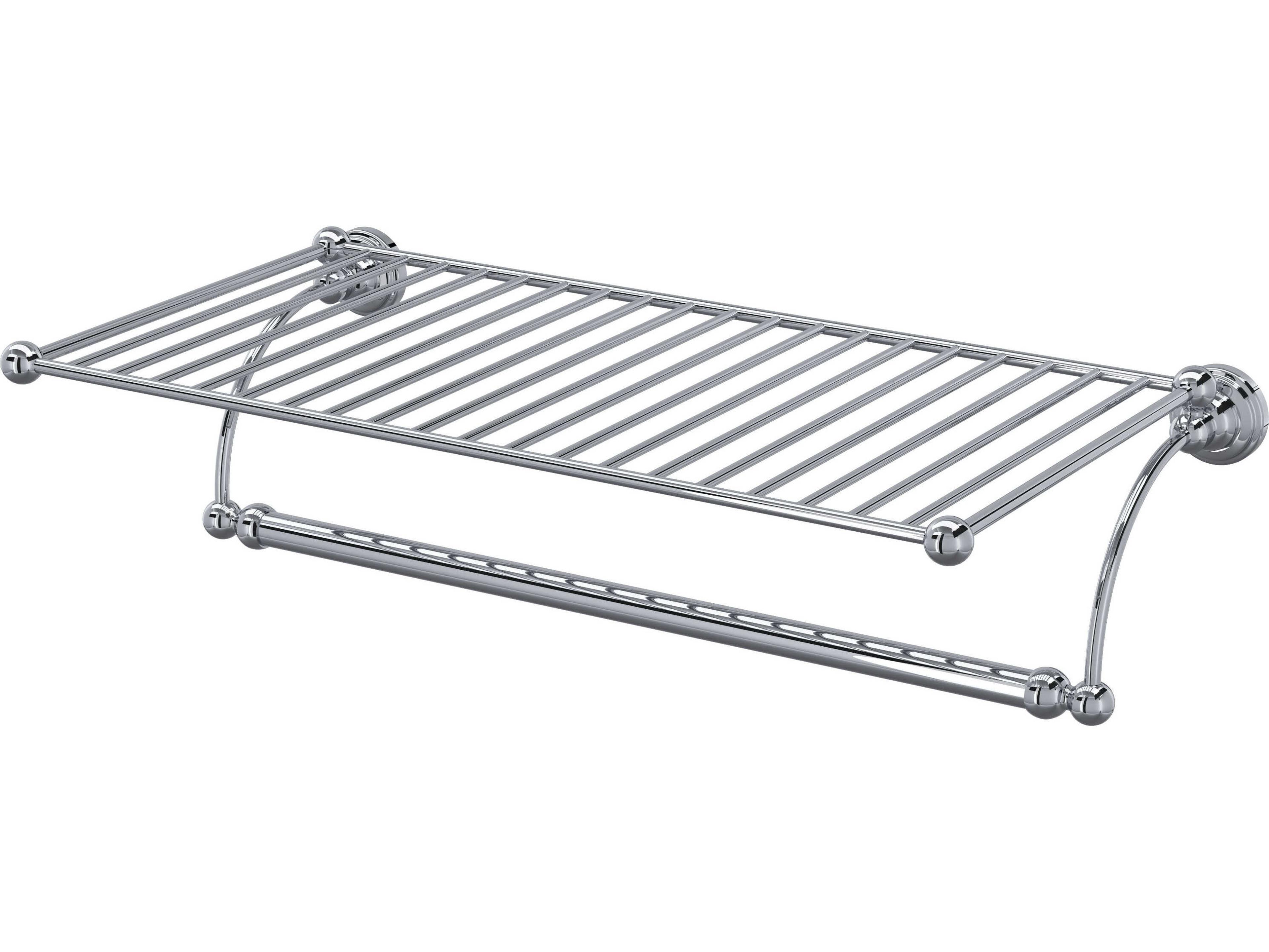 Perrin and Rowe Edwardian Polished Chrome Wall Mount Towel Shelf