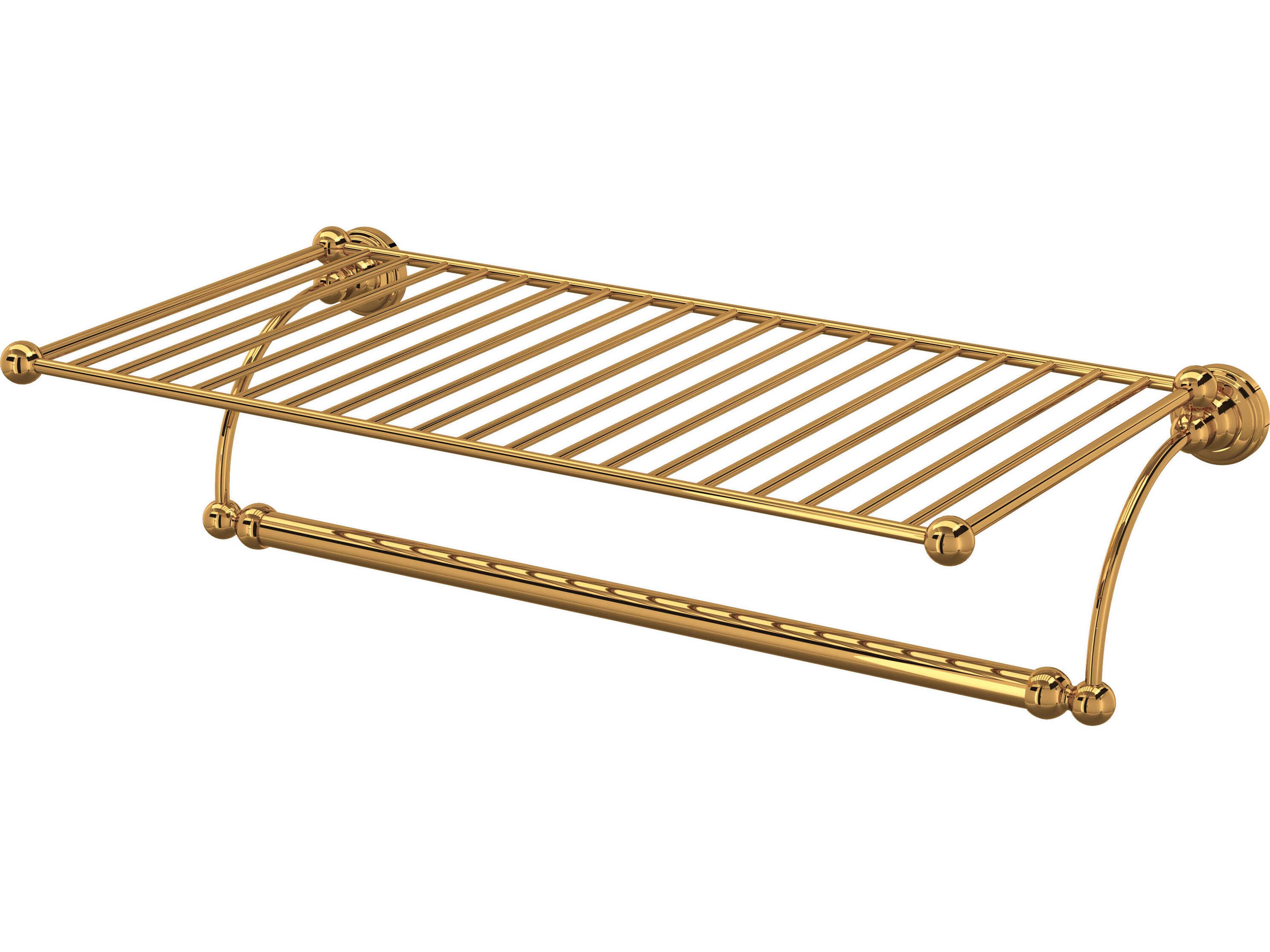 Perrin and Rowe Edwardian English Gold Wall Mount Towel Shelf