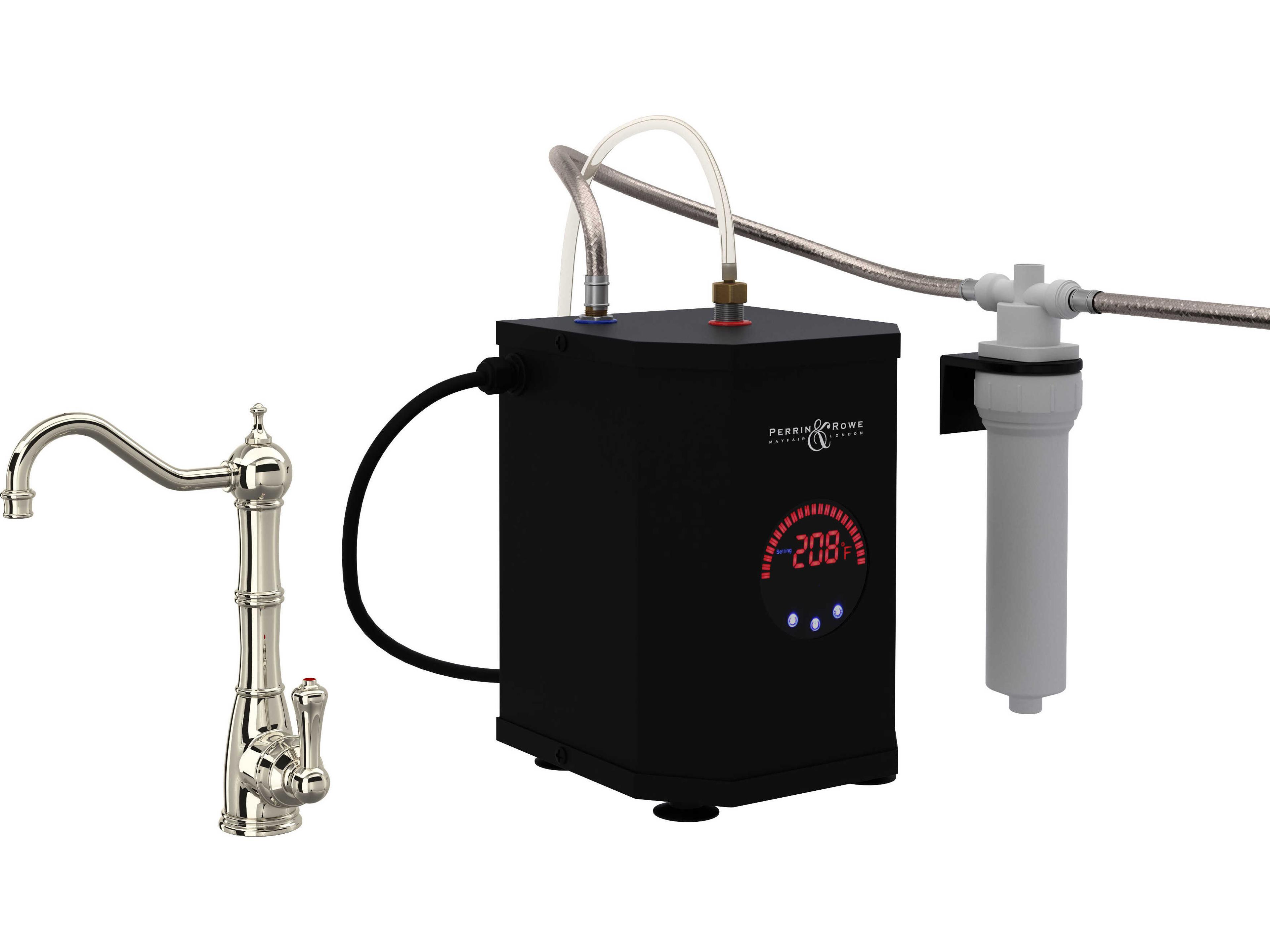 Perrin and Rowe Edwardian Polished Nickel Hot Water Dispenser, Tank And Filter Kit