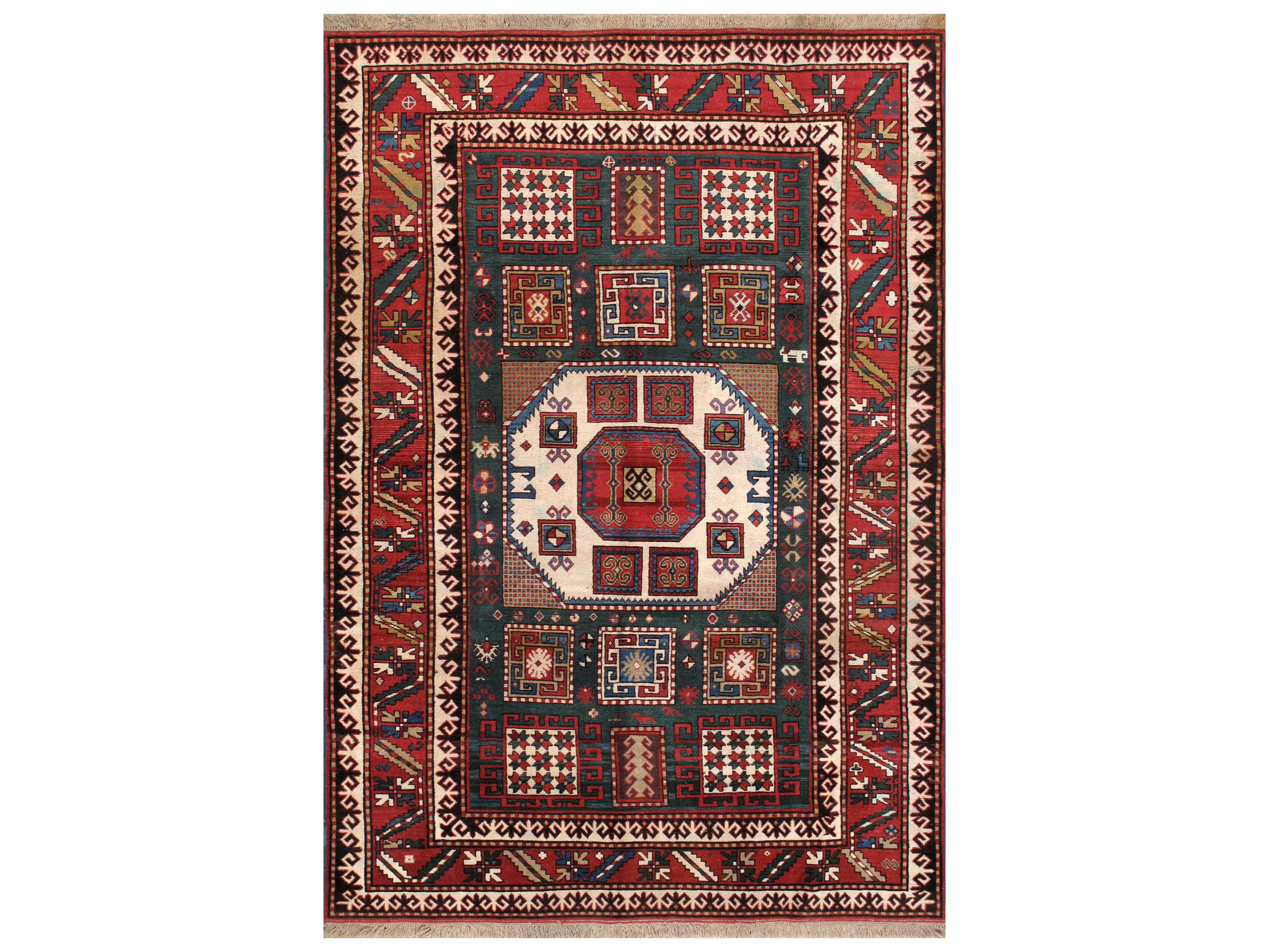 Pasargad Home Kazak Bordered Area Rug