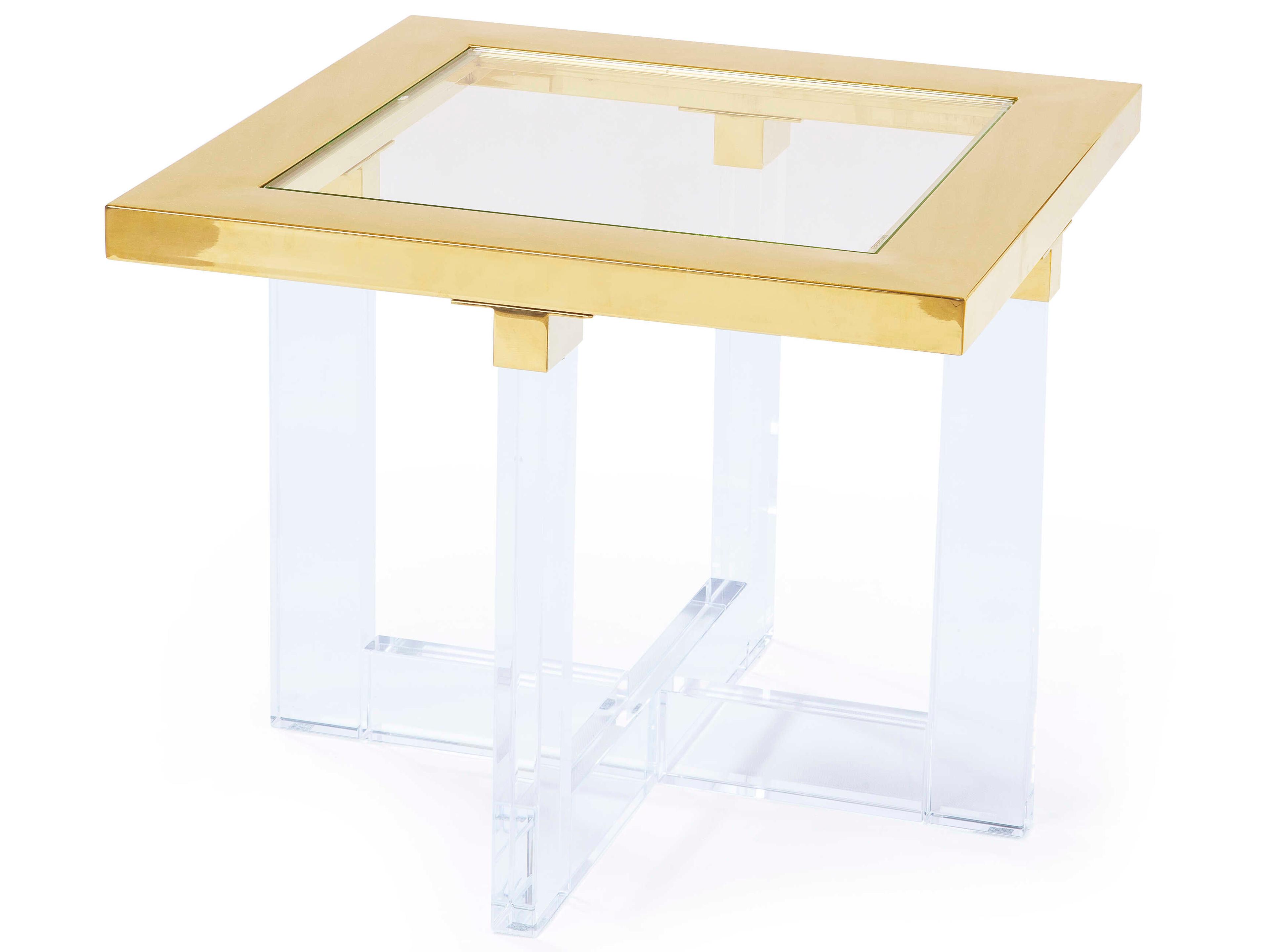 Pasargad Home Vicenza Square Glass White Gold End Table